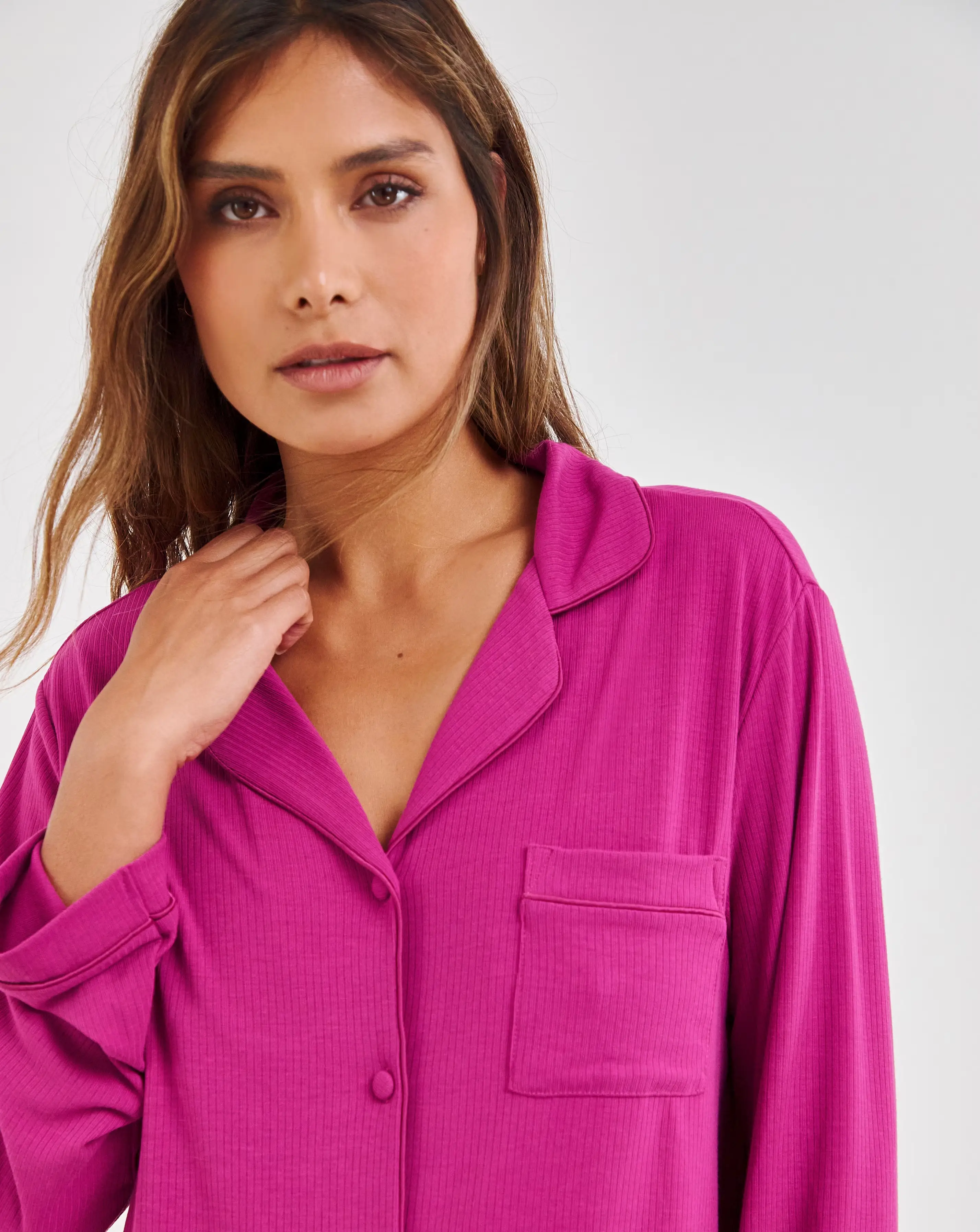 Pretty Secrets Supersoft Ribbed Button Through Pyjama Set 4 Pretty Secrets Supersoft Ribbed Button Through Pyjama Set
