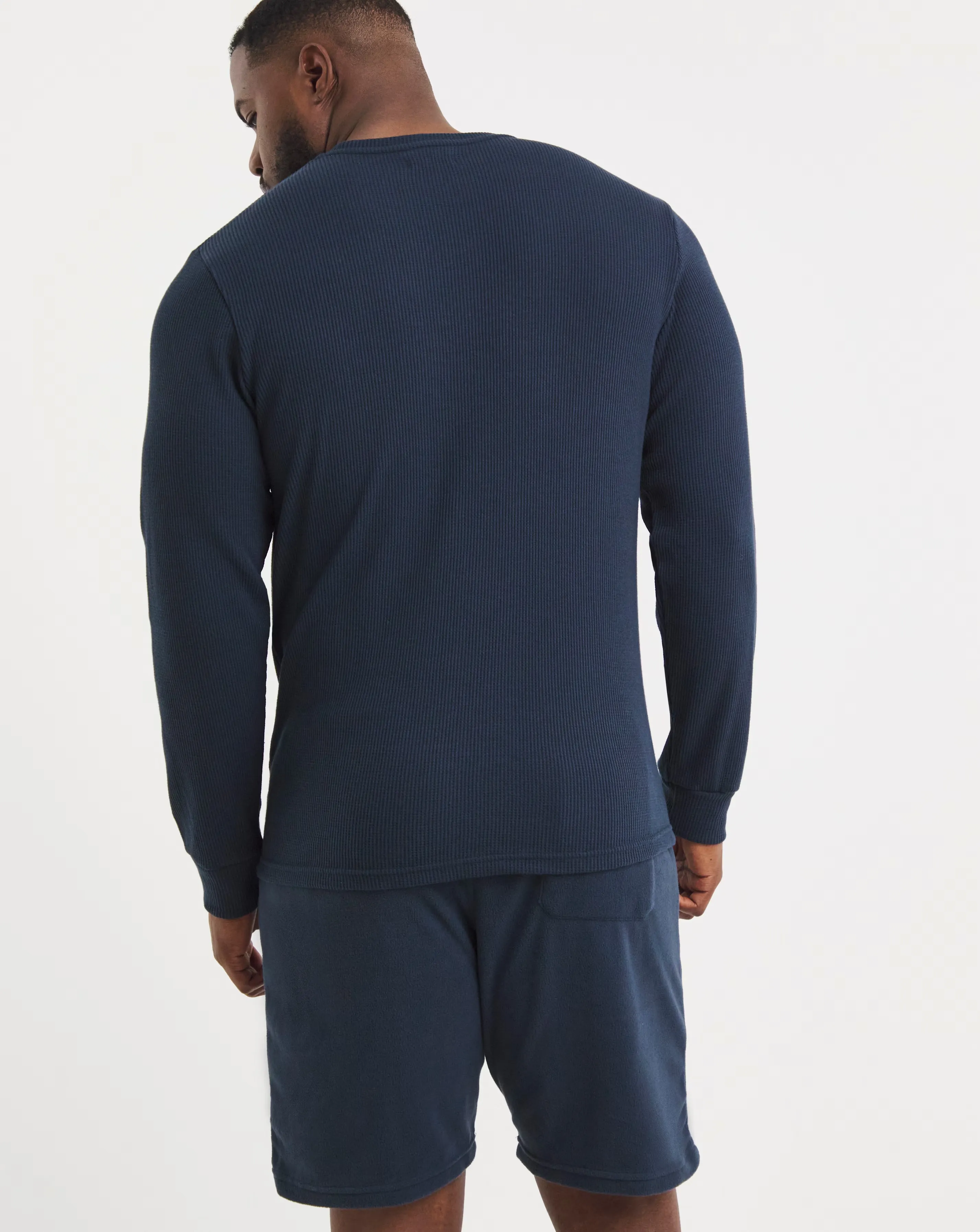 Waffle Top With Fleece Short Lounge Set 3 Waffle Top With Fleece Short Lounge Set