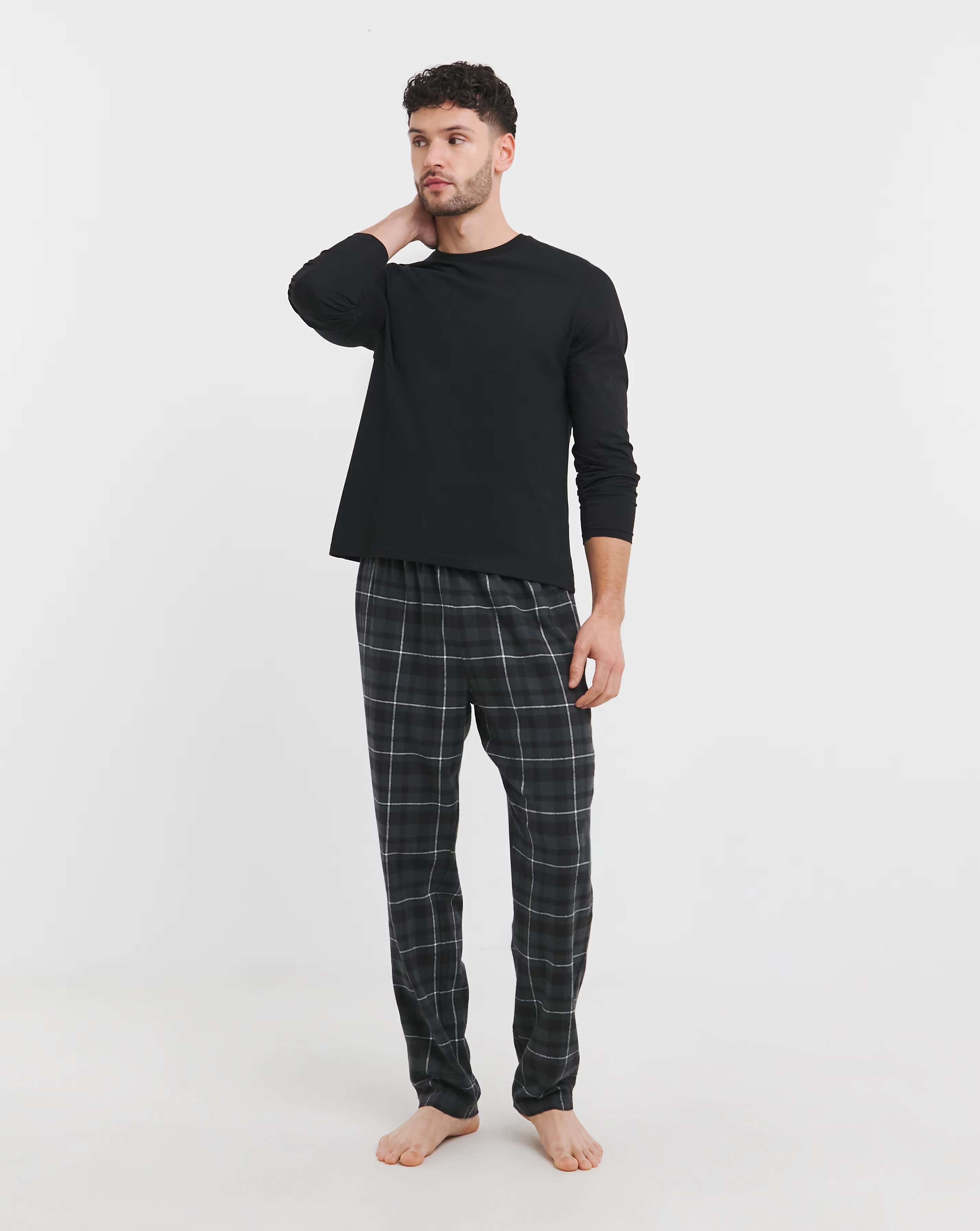 Check Fleece Bottom Lounge Set 1 Check Fleece Bottom Lounge Set