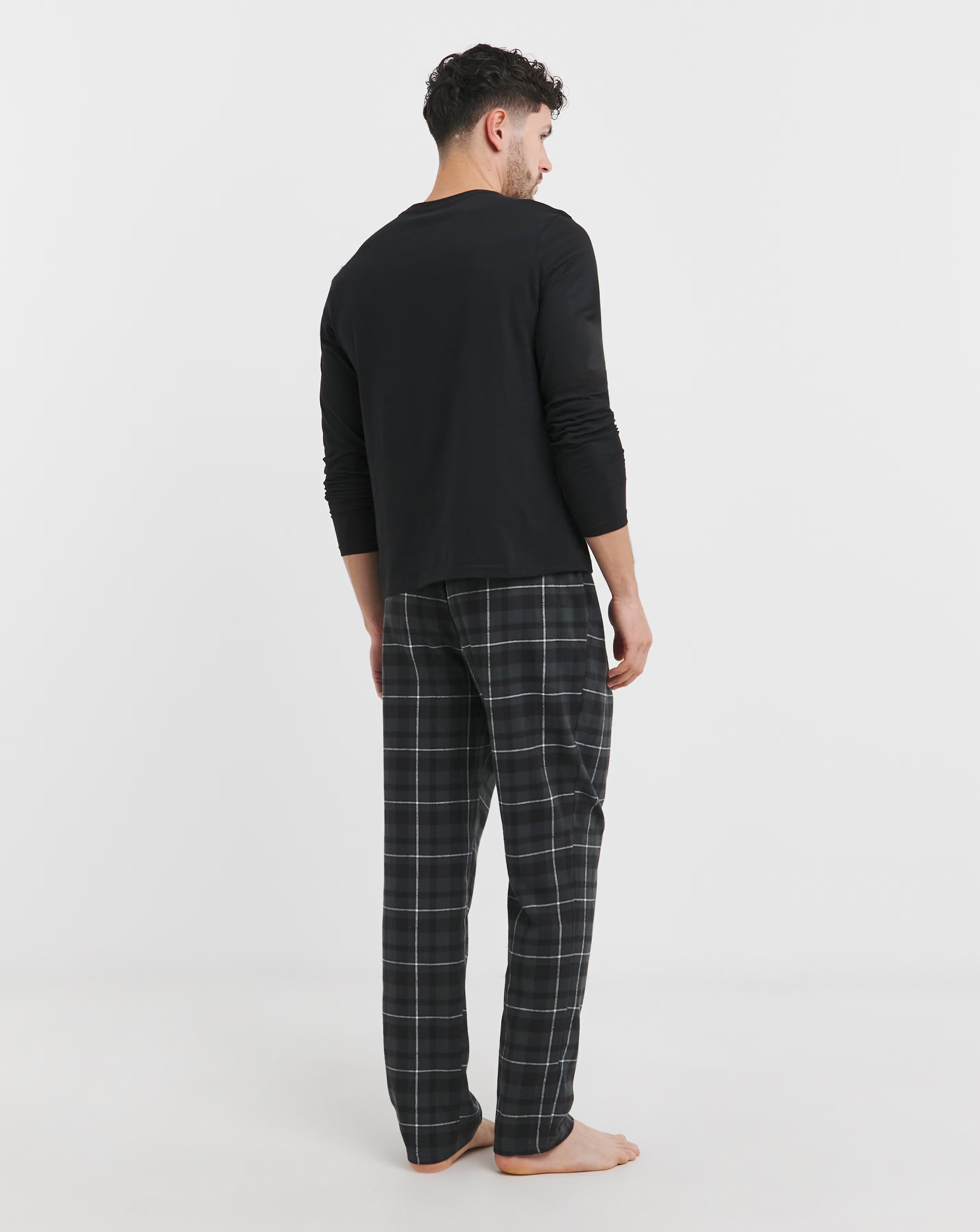 Check Fleece Bottom Lounge Set 3 Check Fleece Bottom Lounge Set