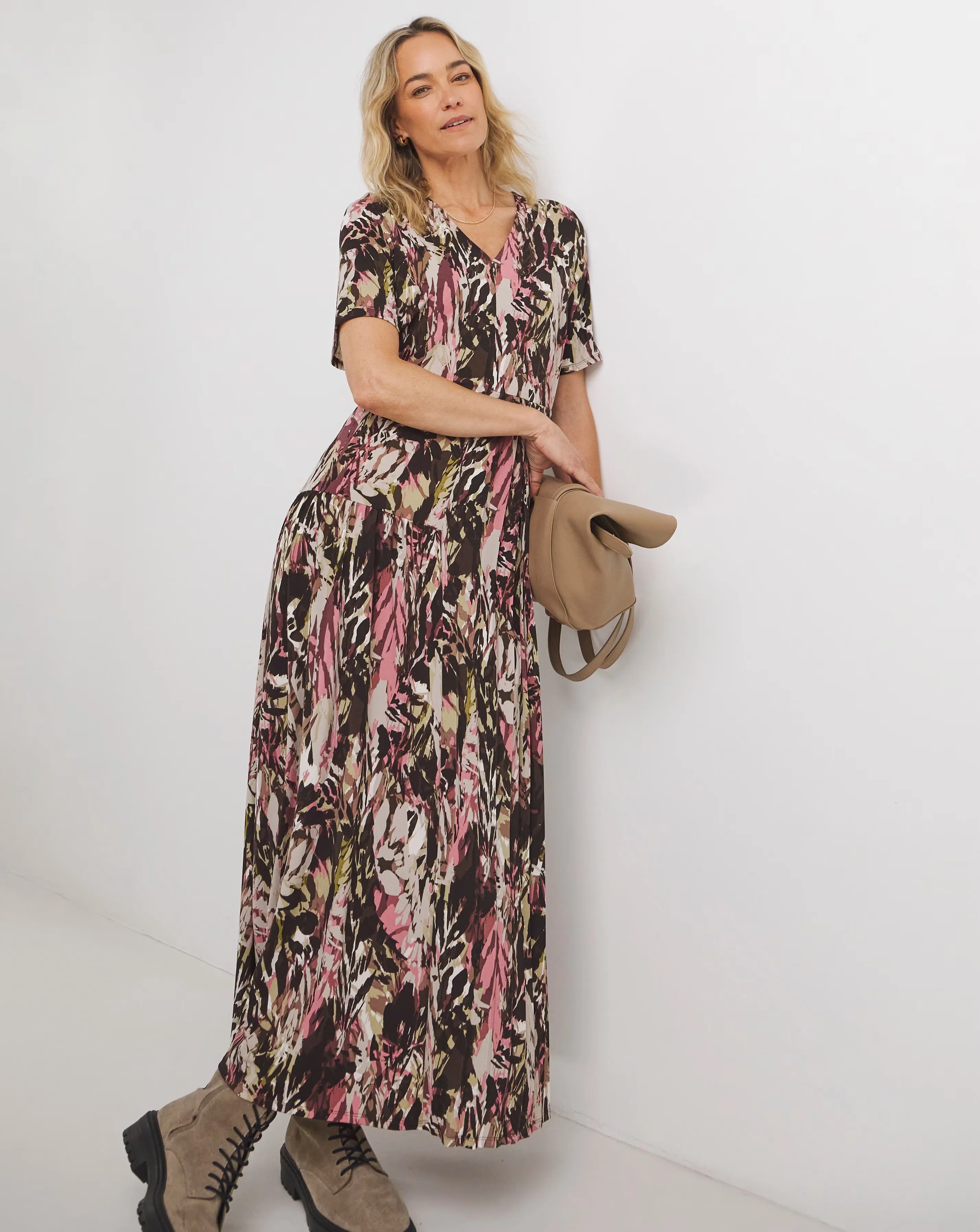 Asymmetric Pleated Panel Maxi Dress 1 Asymmetric Pleated Panel Maxi Dress