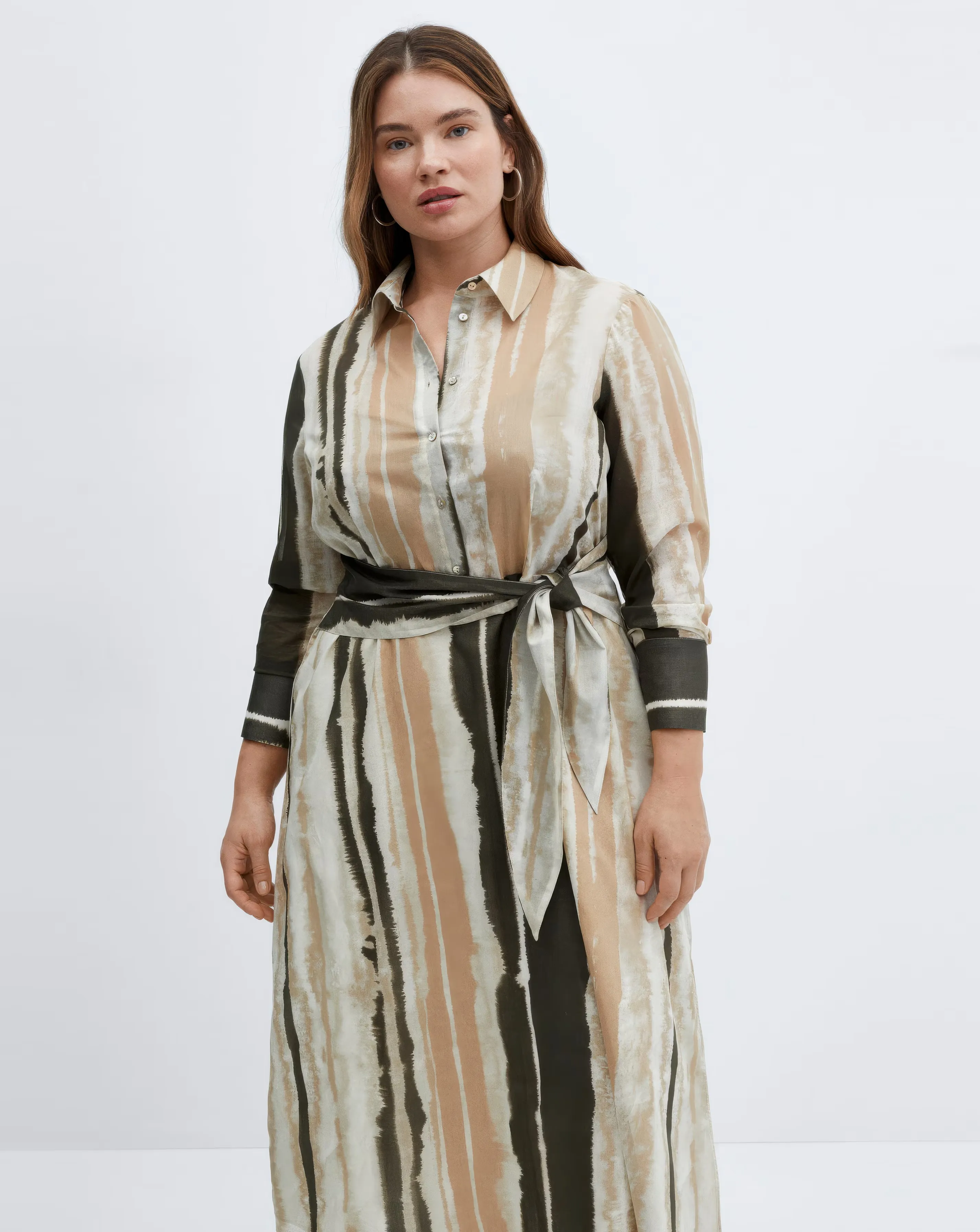 Mango Zoey Tie-Dye Stripe Midi Shirt Dress 3 Mango Zoey Tie-Dye Stripe Midi Shirt Dress