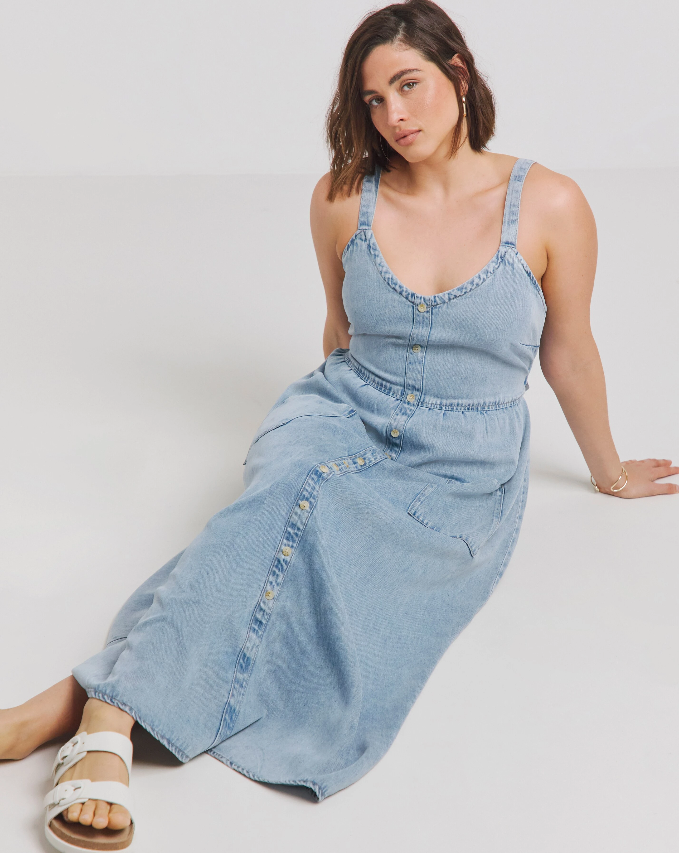 Simply Be Light Wash Lyocell Bow Back Maxi Dress 1 Simply Be Light Wash Lyocell Bow Back Maxi Dress