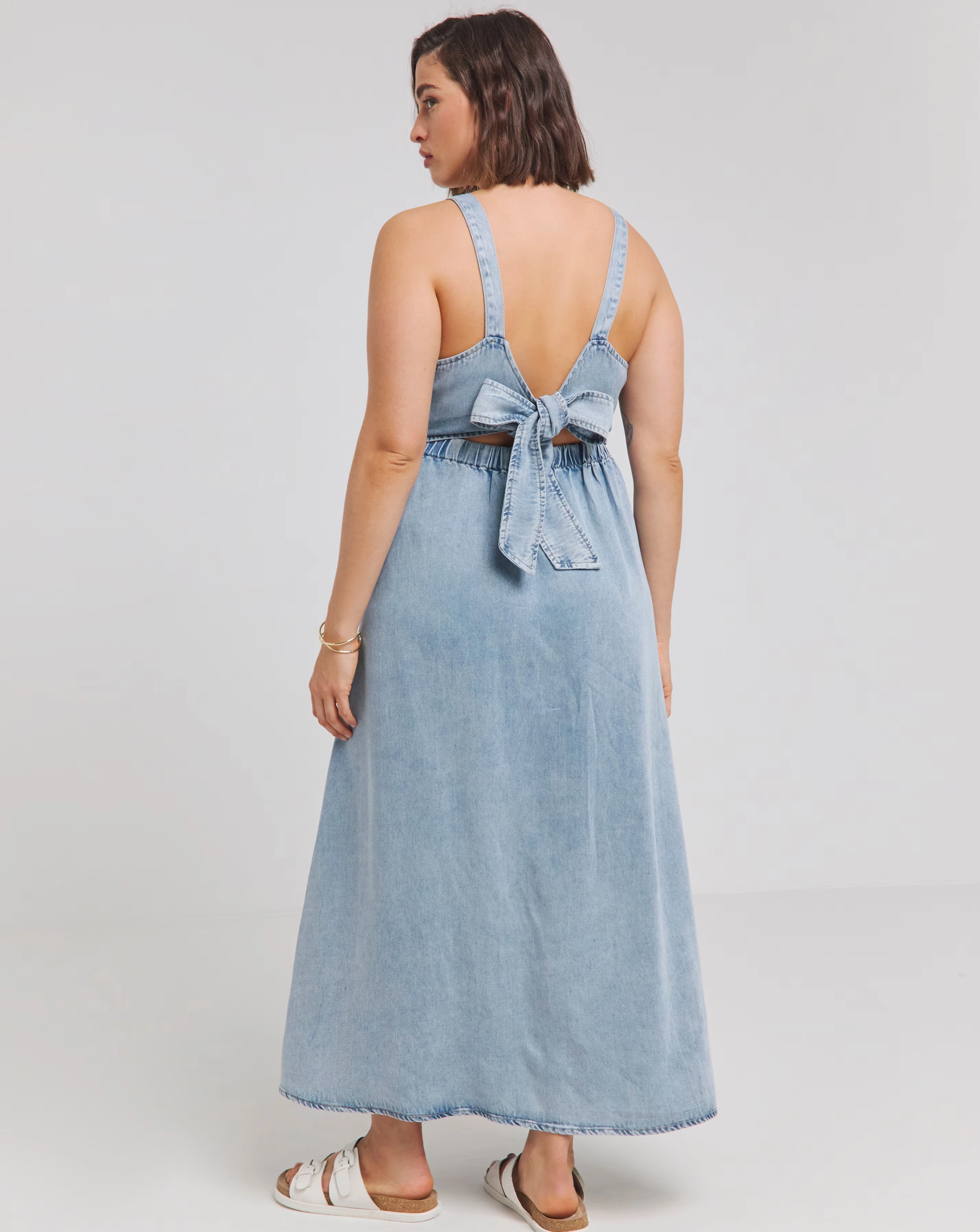 Simply Be Light Wash Lyocell Bow Back Maxi Dress 2 Simply Be Light Wash Lyocell Bow Back Maxi Dress