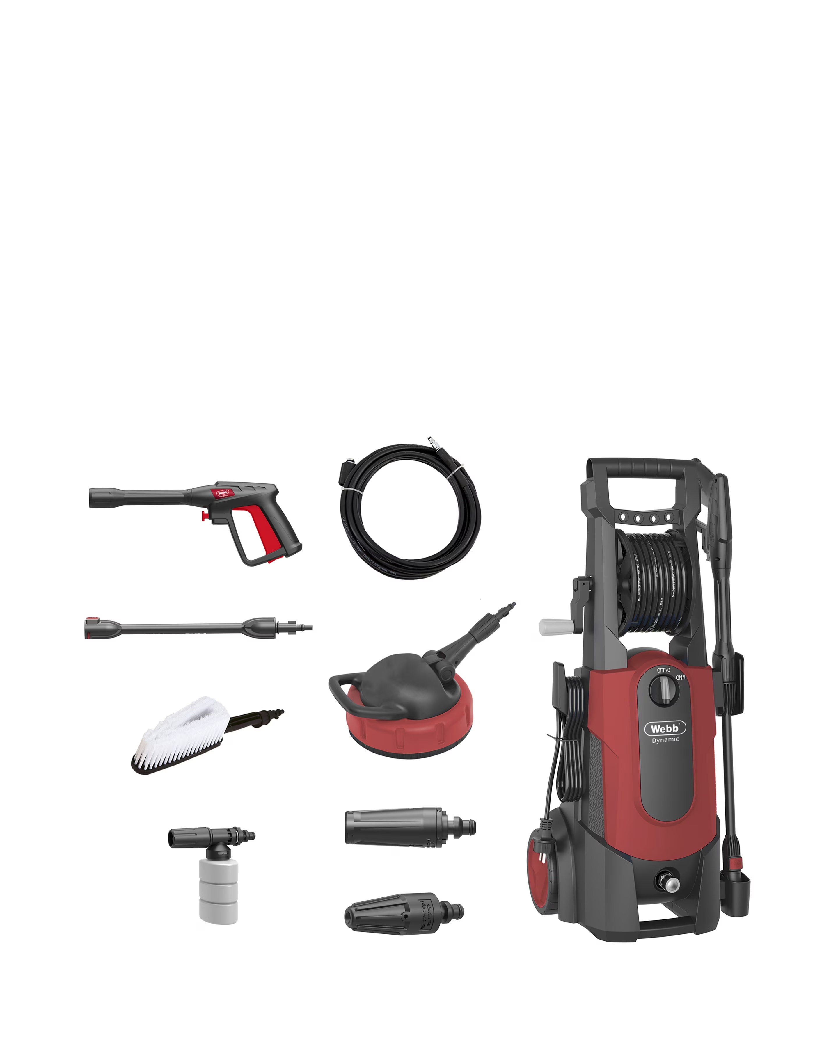 Webb 2200w Electric Pressure Washer, Patio Cleaner, Foam Sprayer & Brush