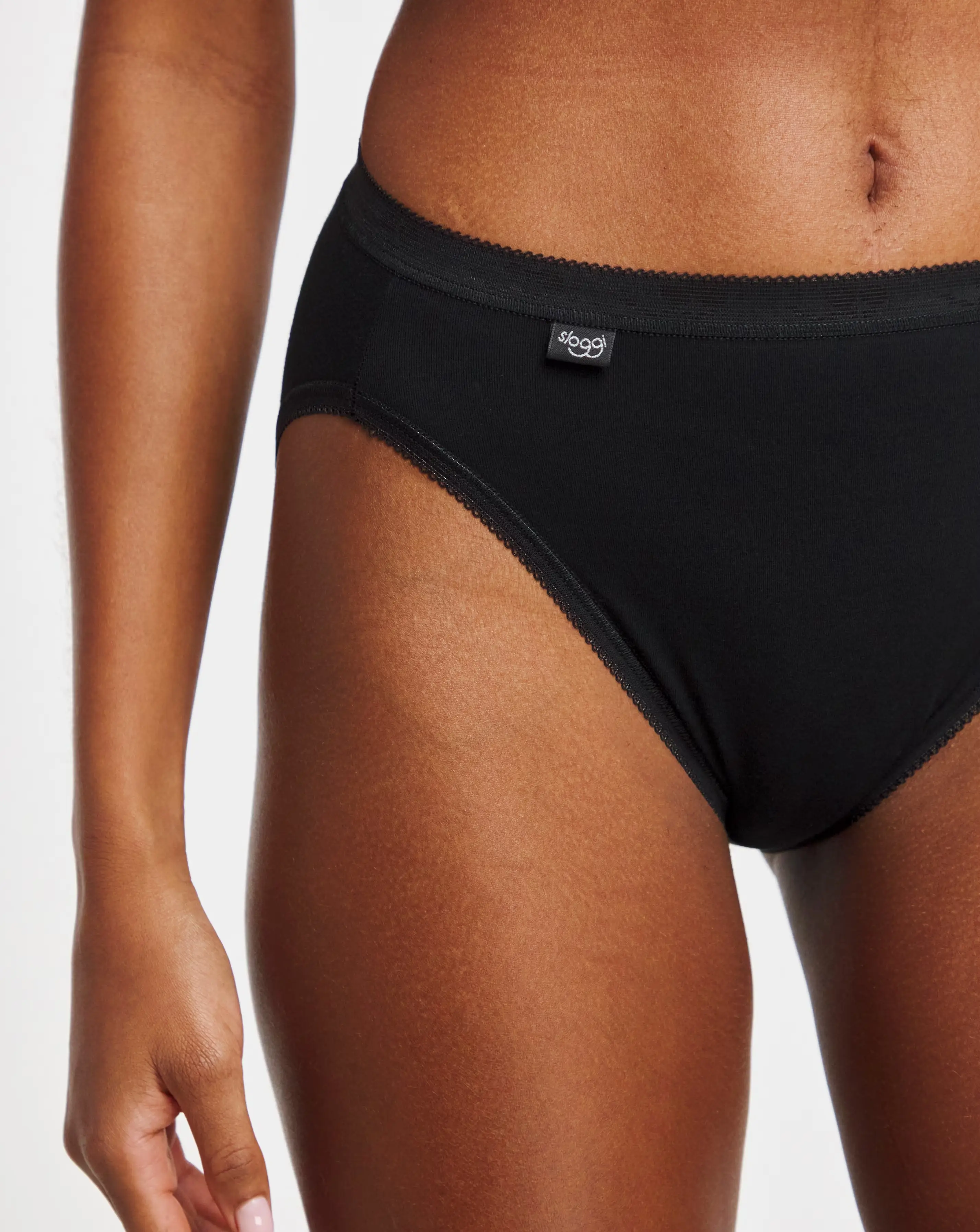 Sloggi (3 Pack) Tai Hi Leg Cotton Knickers Black 5 Sloggi (3 Pack) Tai Hi Leg Cotton Knickers Black