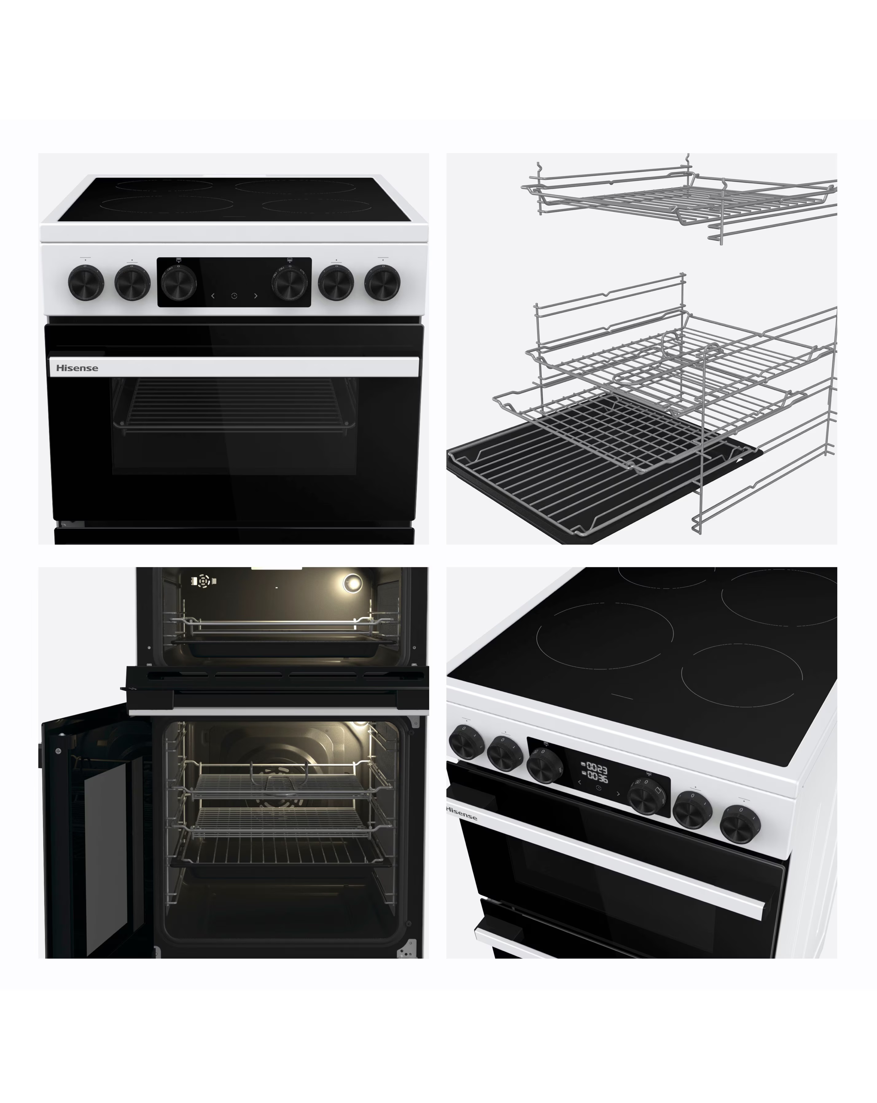 Hisense HDCEC5C10W 50cm Electric Double Cooker - White 2 Hisense HDCEC5C10W 50cm Electric Double Cooker - White