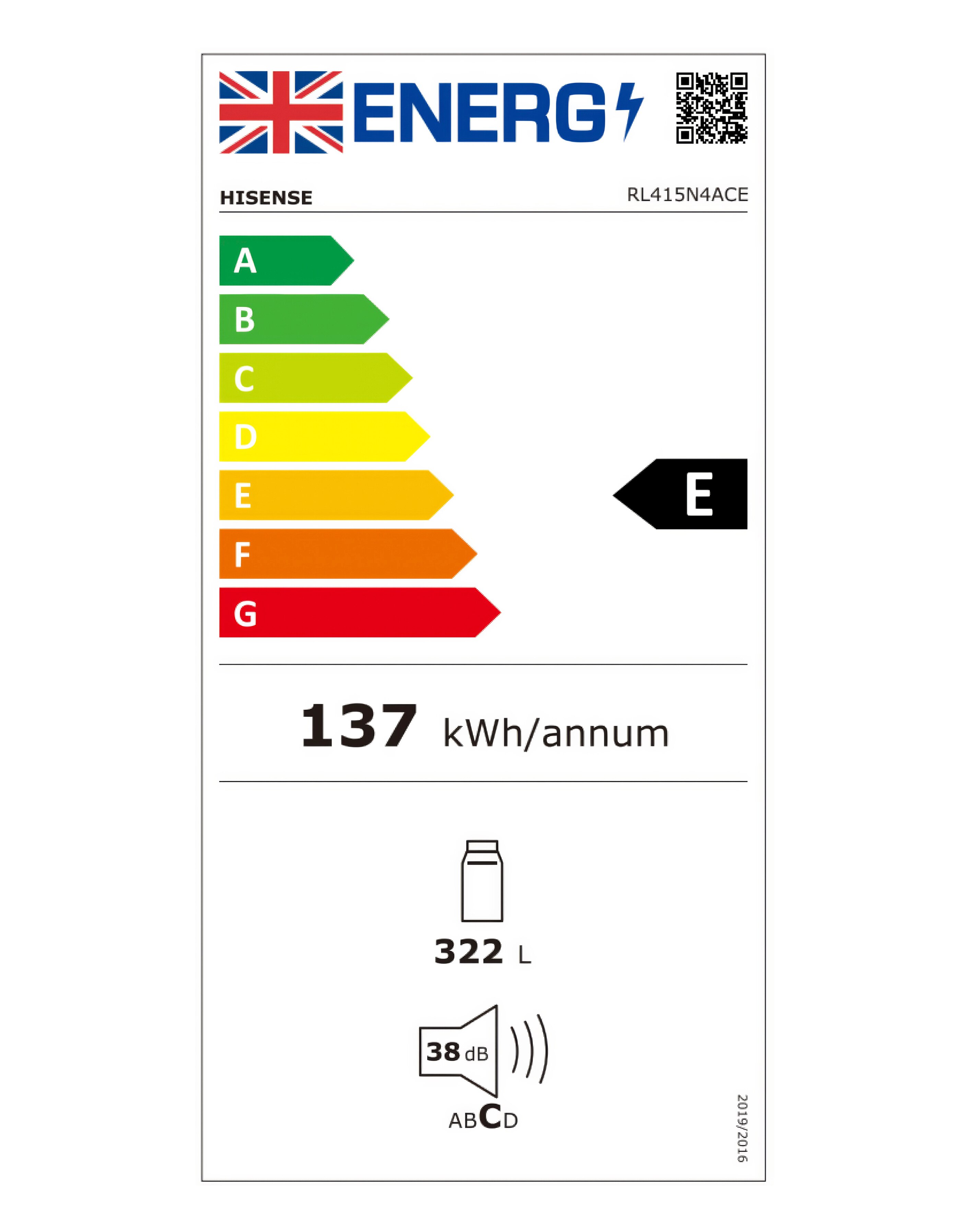 Hisense RL415N4ACE Tall Larder Fridge E Rated 10 Hisense RL415N4ACE Tall Larder Fridge E Rated