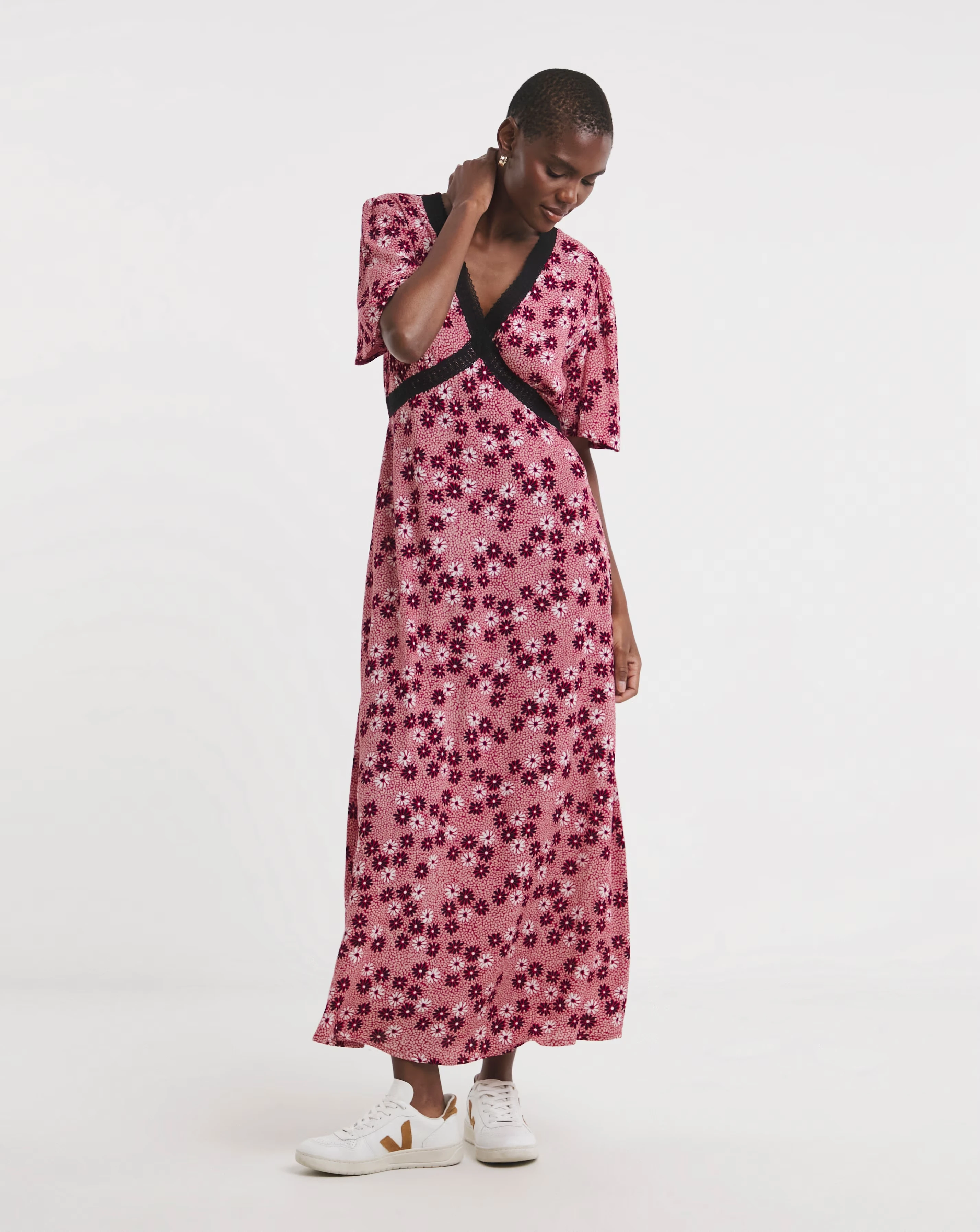 Textured Crinkle Lace Trim Maxi Dress 4 Textured Crinkle Lace Trim Maxi Dress
