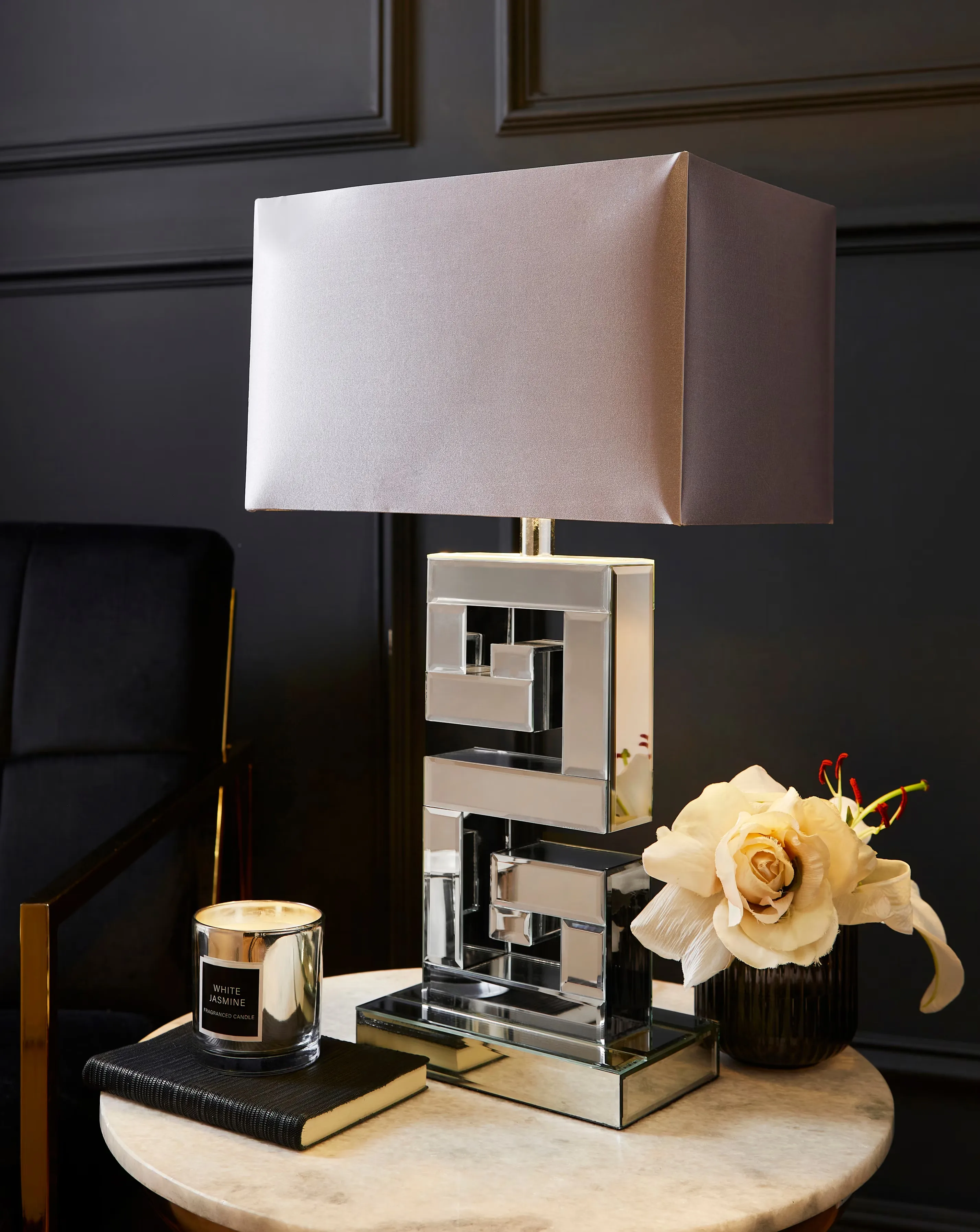 Joanna Hope Greek Key Mirrored Table Lamp