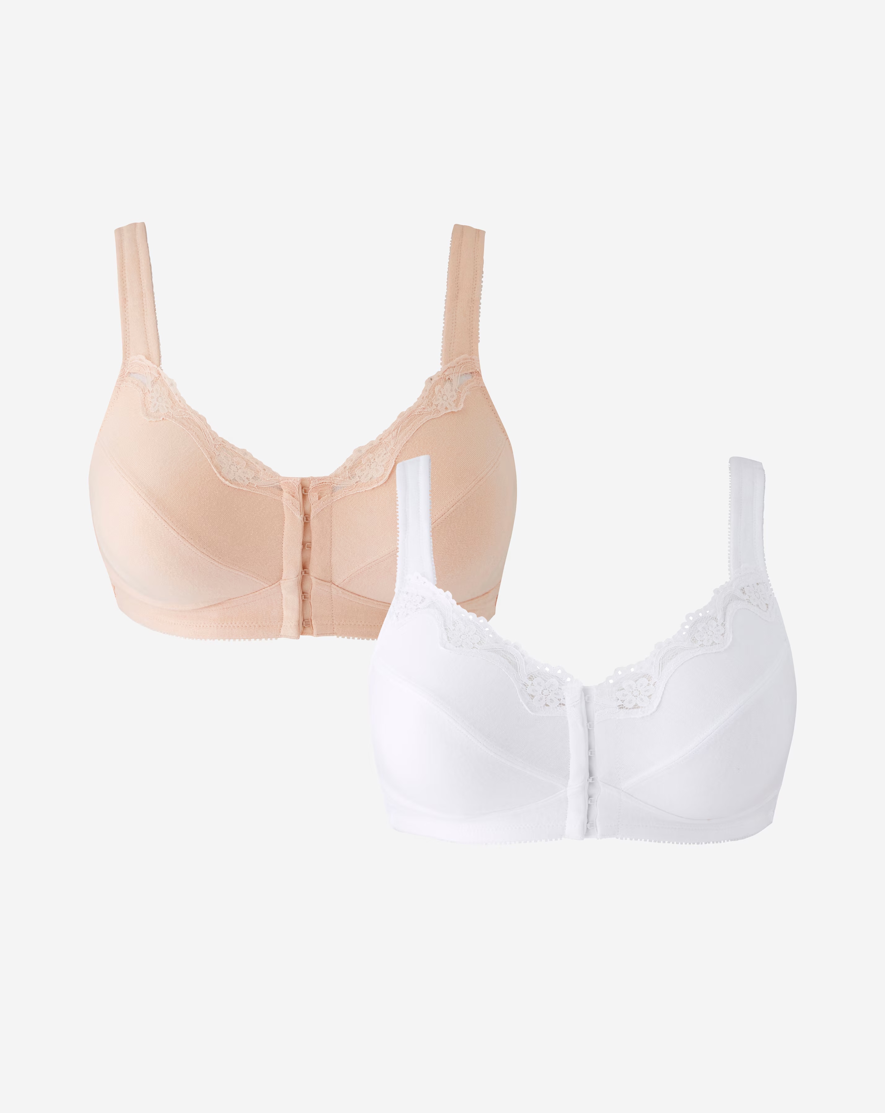Pretty Secrets (2 Pack) Front Fastening Back Support Bras (B-DD) Blush/White 1 Pretty Secrets (2 Pack) Front Fastening Back Support Bras (B-DD) Blush/White
