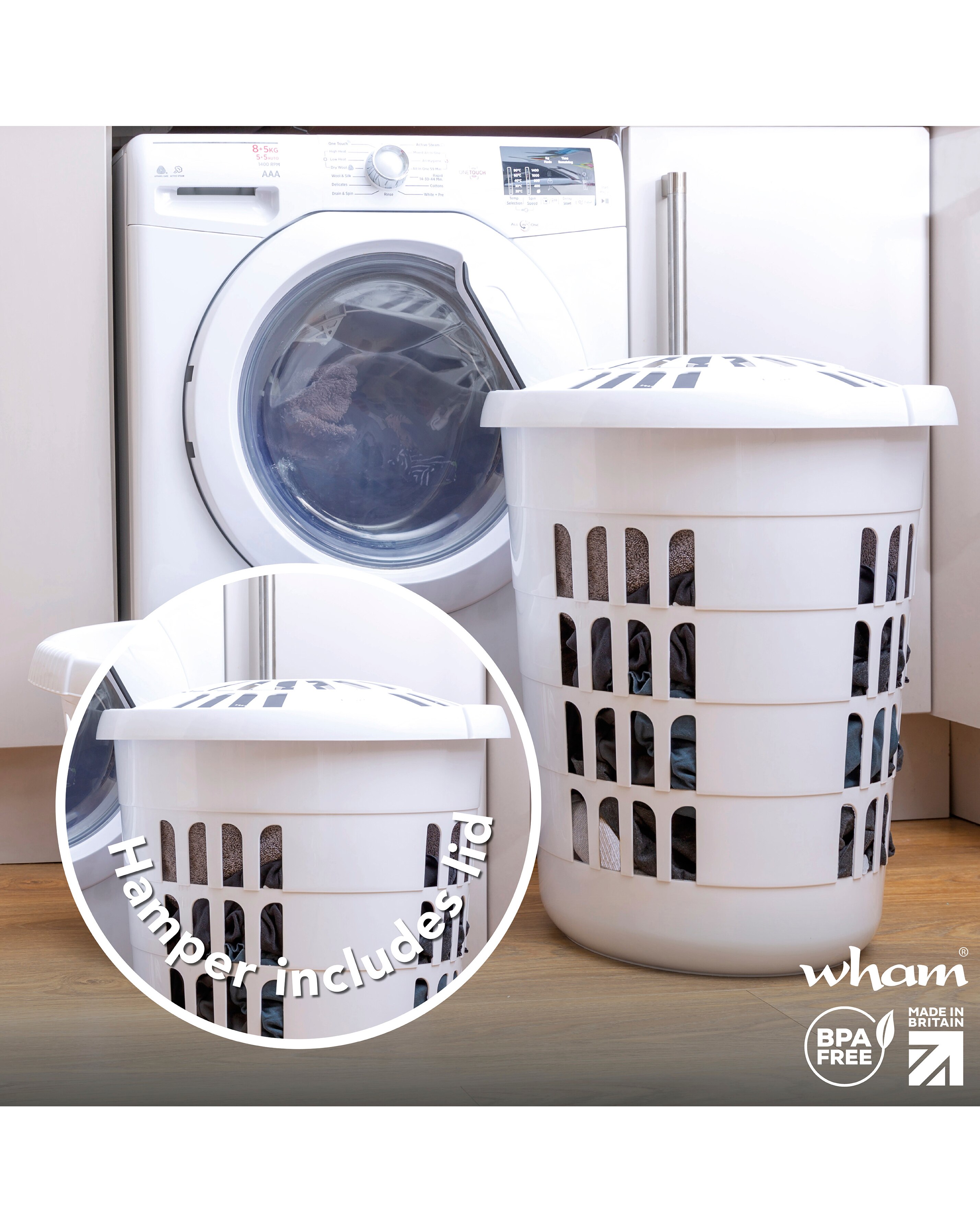 Wham Laundry Deluxe Round Laundry Bucket & Basket Set 8 Wham Laundry Deluxe Round Laundry Bucket & Basket Set