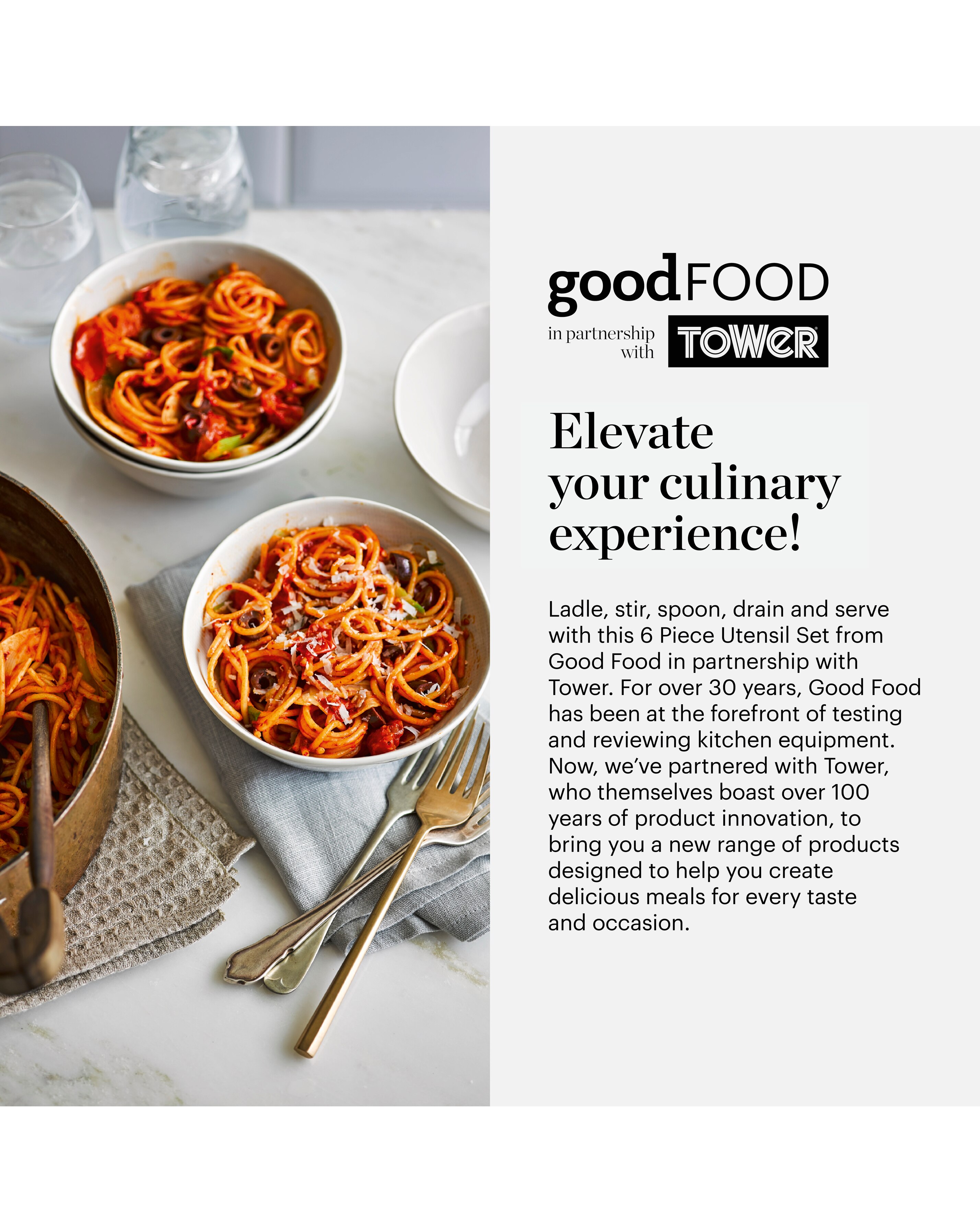 Tower Good Food 6 Piece Utensil Set 6 Tower Good Food 6 Piece Utensil Set