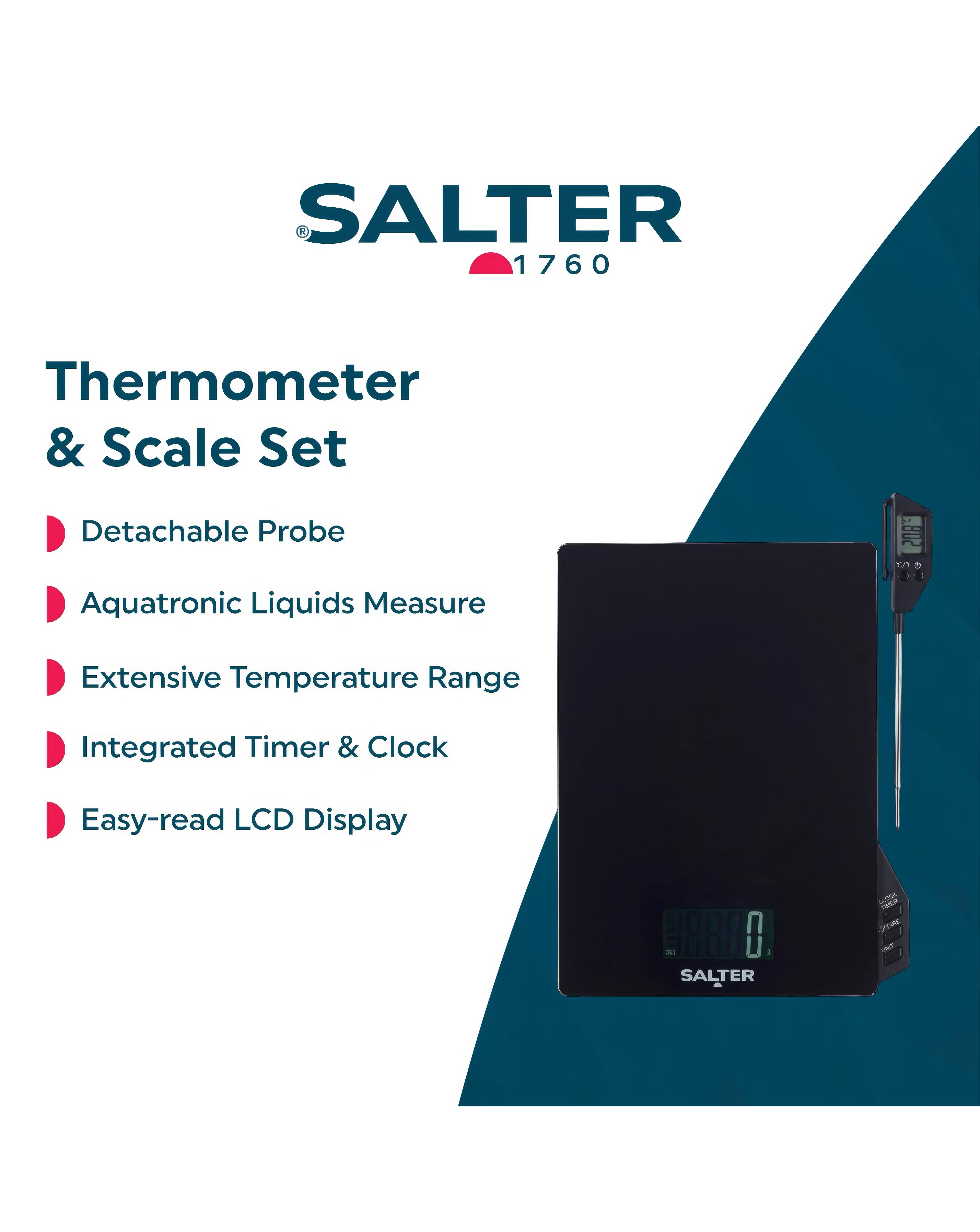 Salter Electronic Scale with Thermometer & Timer 7 Salter Electronic Scale with Thermometer & Timer