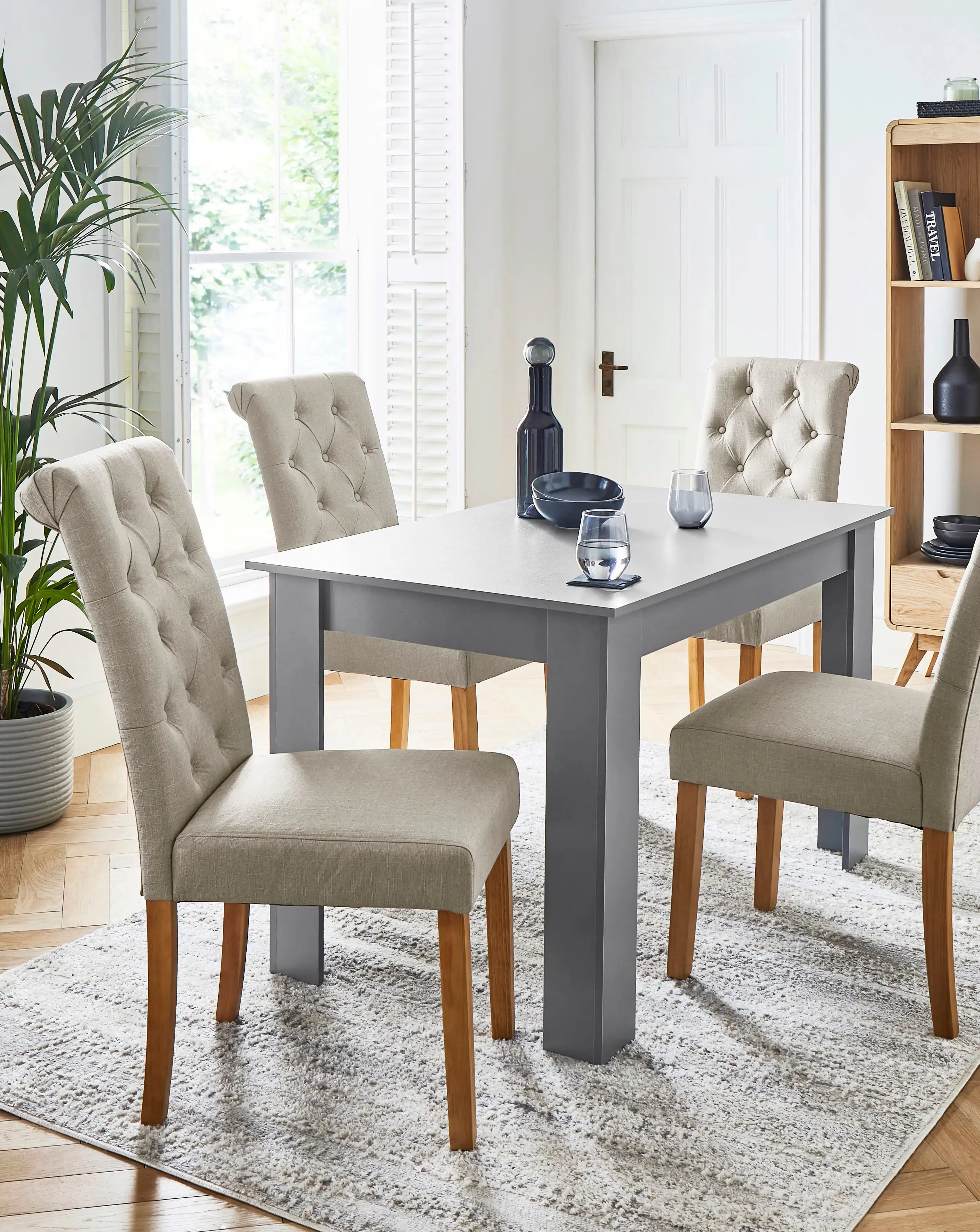 Dakota 4 Seater Dining Table with 4 Ava Button Back Chairs