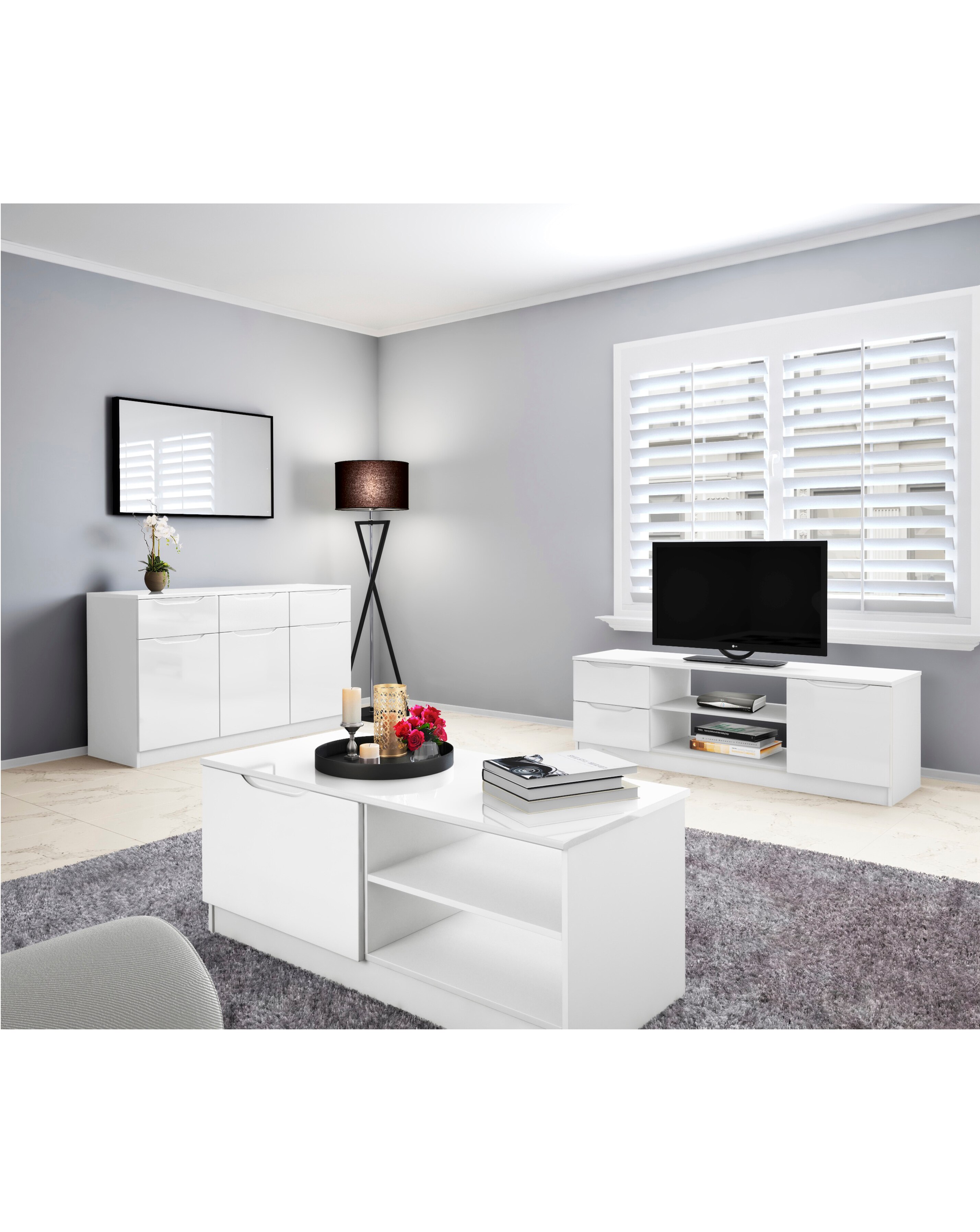 Sorrento Ready Assembled High Gloss Side Table 1 Sorrento Ready Assembled High Gloss Large Sideboard