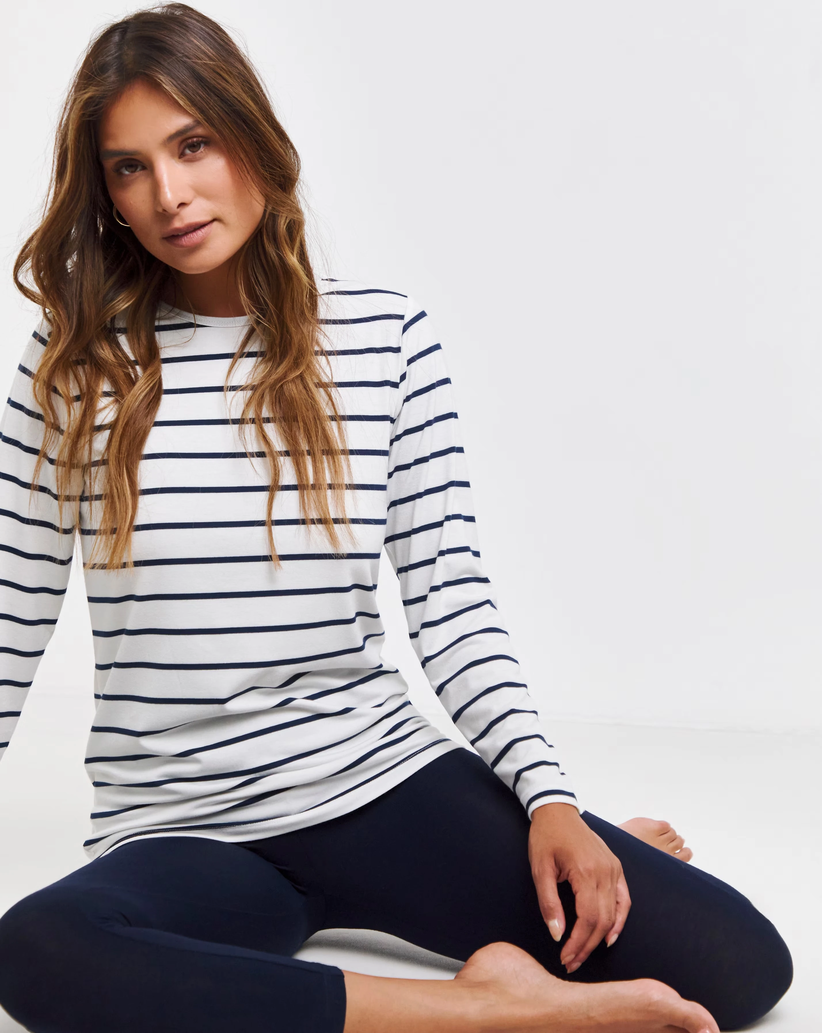 Pretty Secrets 2 Pack Thermal Long Sleeve Tops - Navy/Stripe 3 Pretty Secrets 2 Pack Thermal Long Sleeve Tops - Navy/Stripe