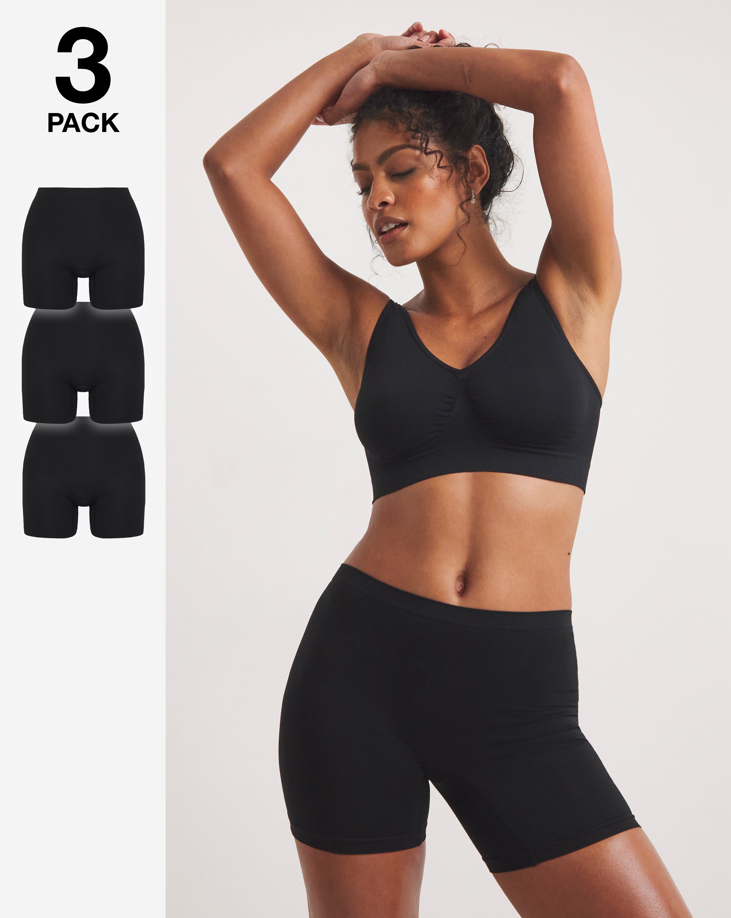 Pretty Secrets (3 Pack) Seamless Comfort Shorts Black 1 Pretty Secrets (3 Pack) Seamless Comfort Shorts Black