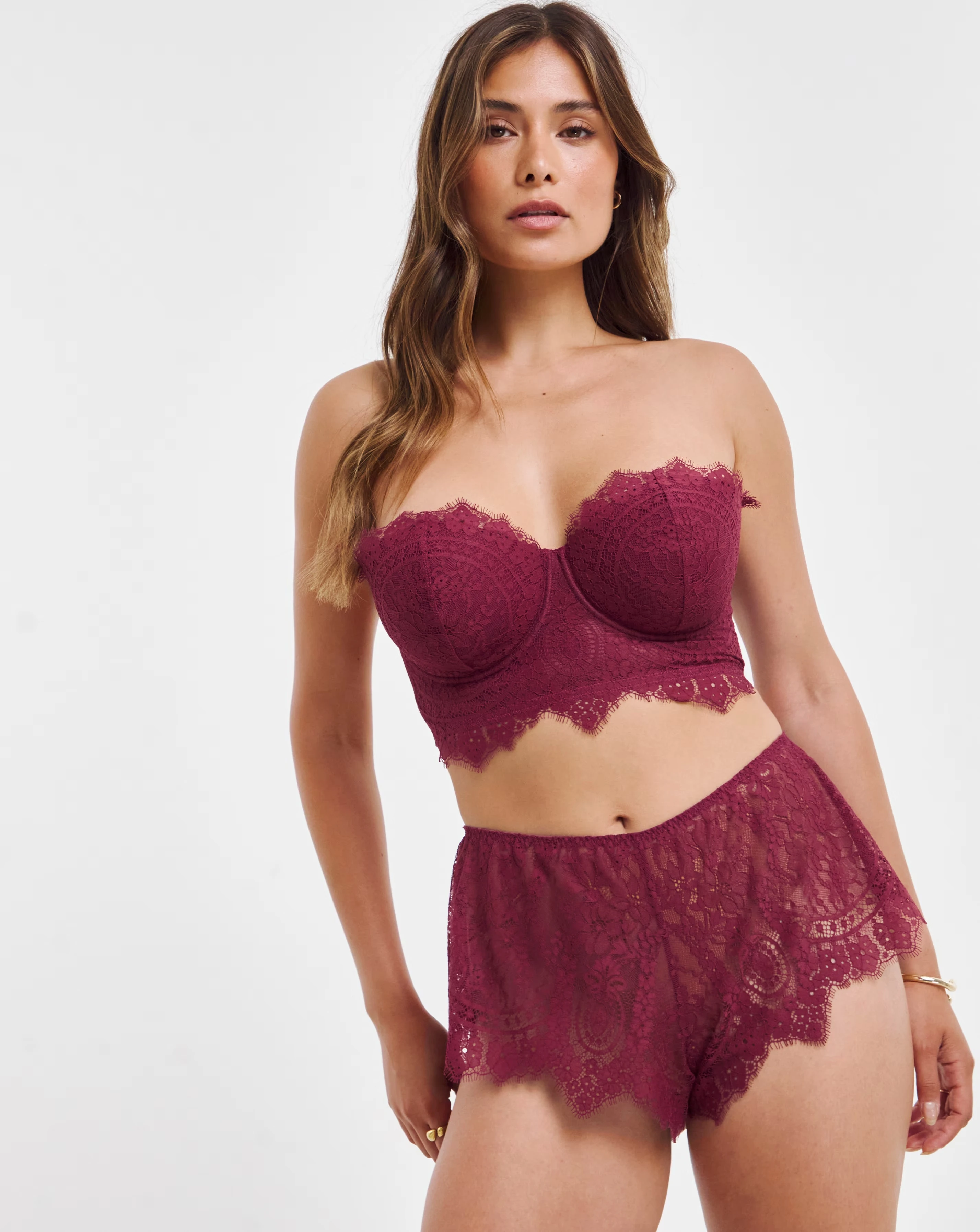 Adore Lace French Knickers - Wine 1 Adore Lace French Knickers - Wine