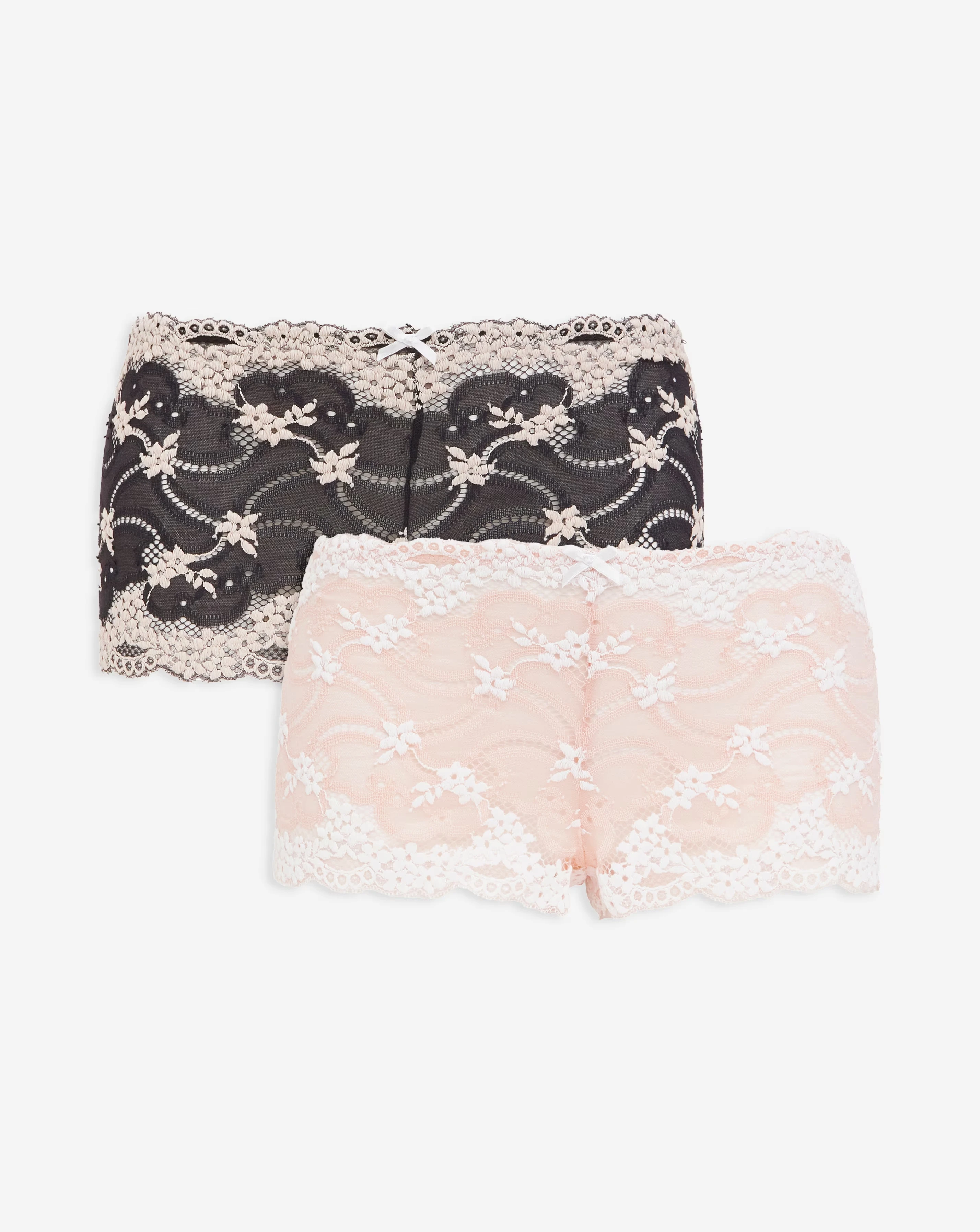 Pretty Secrets (2 Pack) Grace Lace Short Briefs Black/Pink 3 Pretty Secrets (2 Pack) Grace Lace Short Briefs Black/Pink