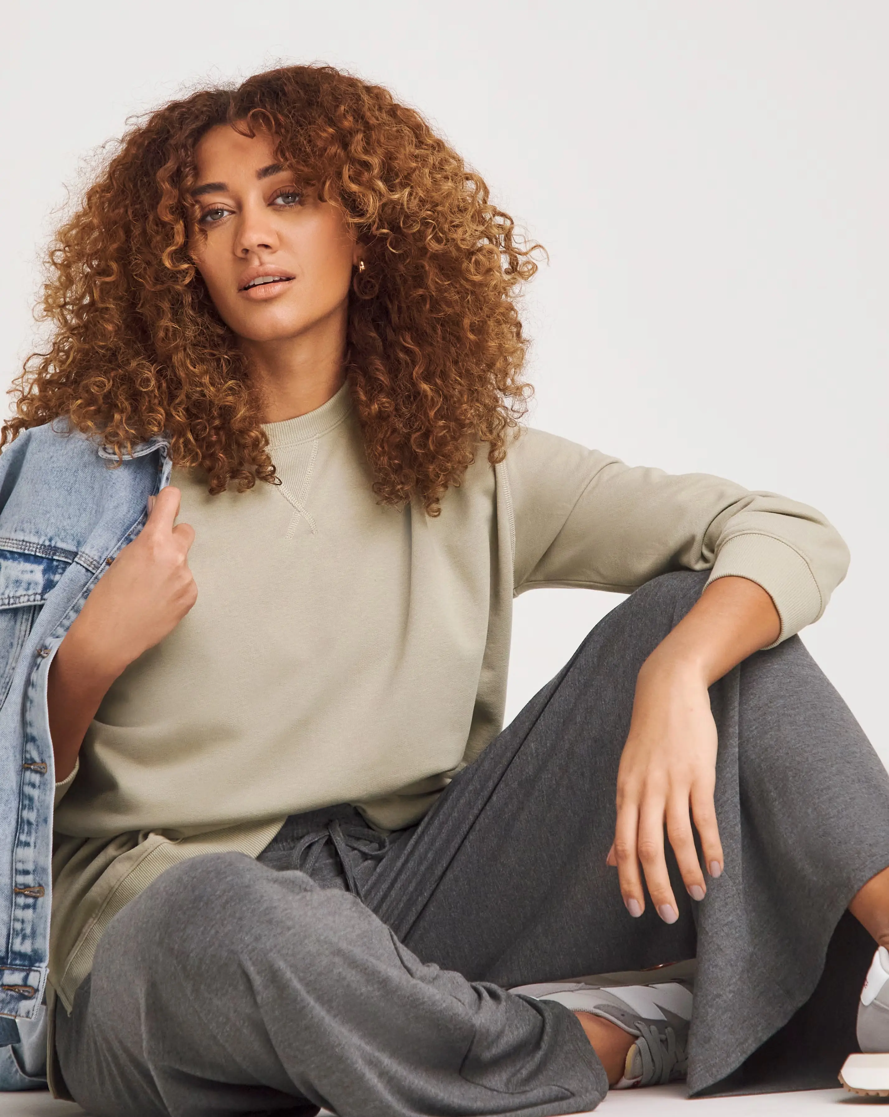 Beige Split Hem Crew Neck Sweatshirt 1 Beige Split Hem Crew Neck Sweatshirt