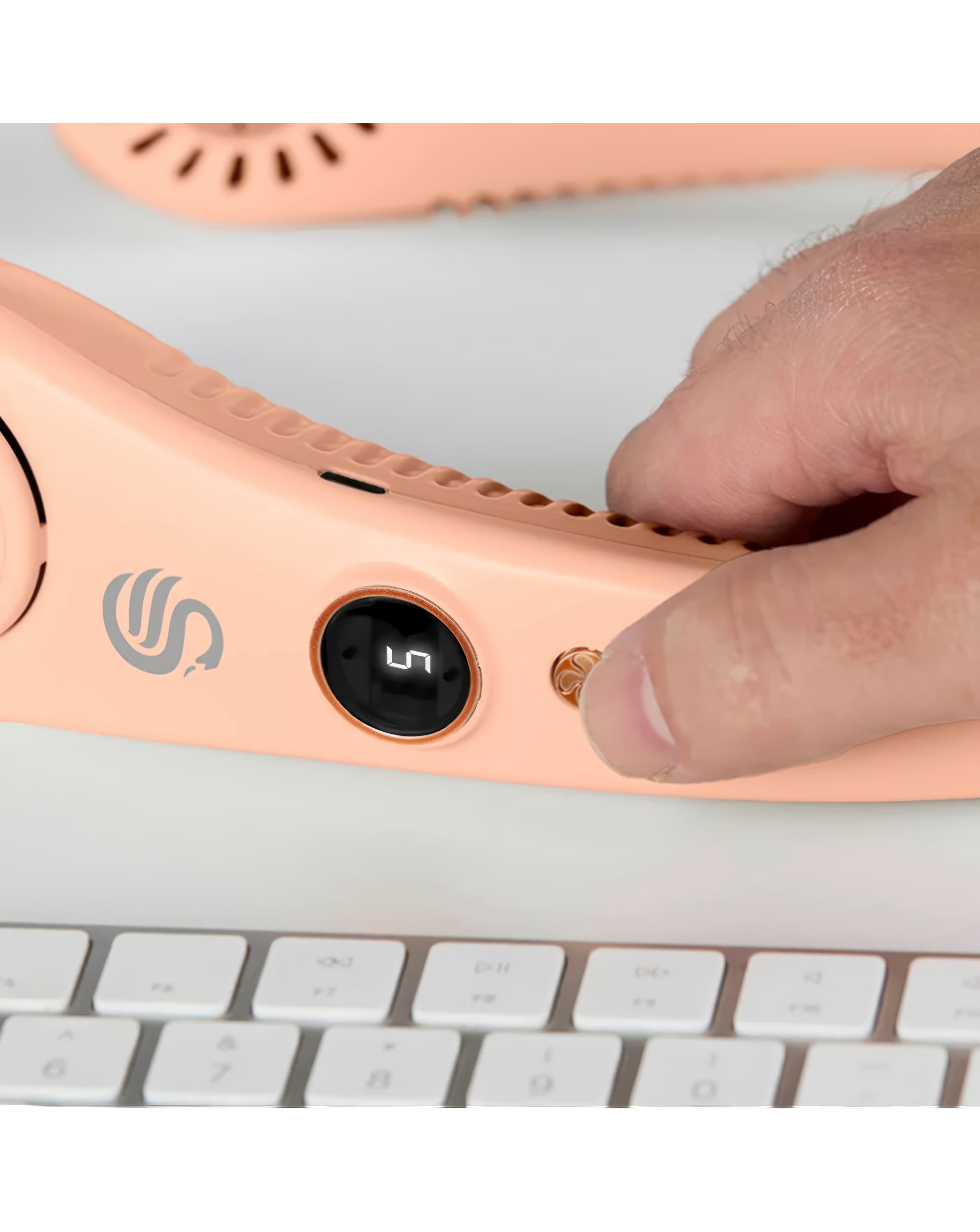 Swan Rechargeable Neck Fan - Peach 5 Swan Rechargeable Neck Fan - Peach