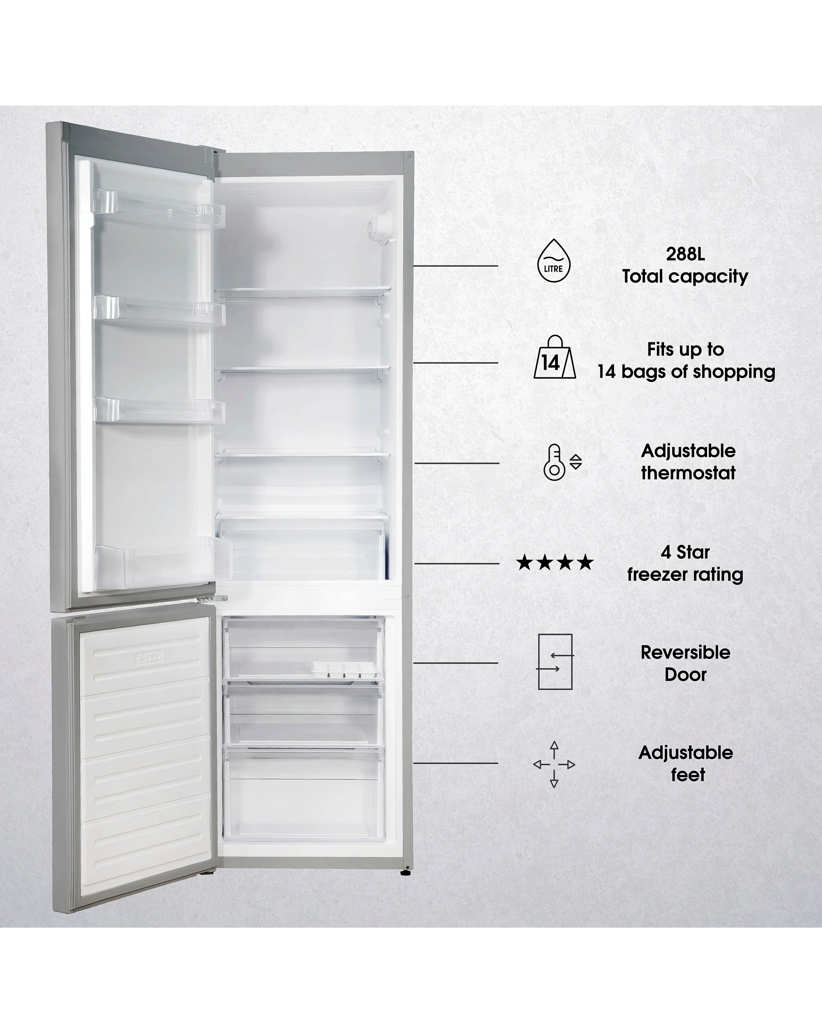 Abode A180FF541E1S 70/30 Fridge Freezer - Silver 9 Abode A180FF541E1S 70/30 Fridge Freezer - Silver