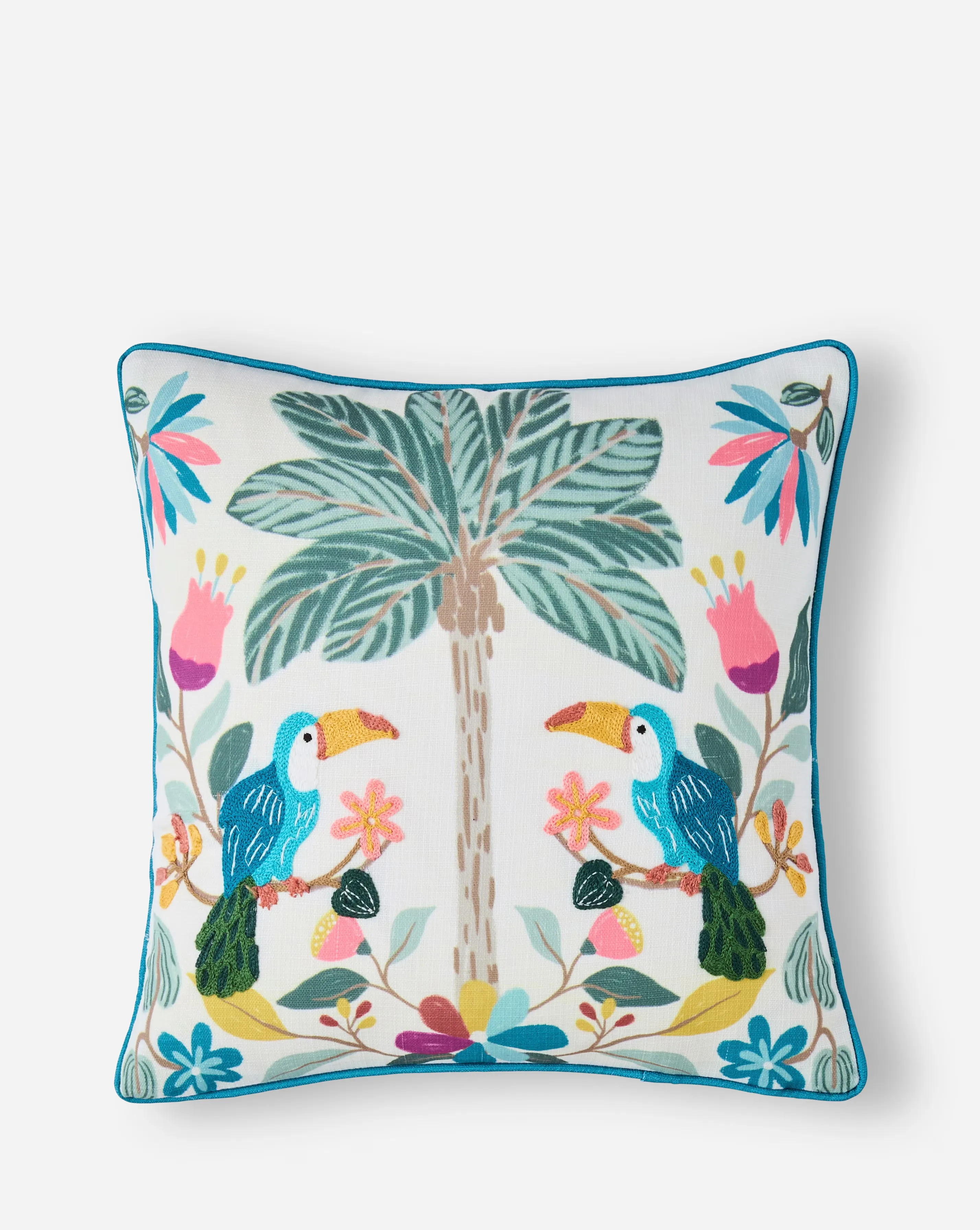 Paradise Tropical Birds Embroidered Cushion 2 Paradise Tropical Birds Embroidered Cushion