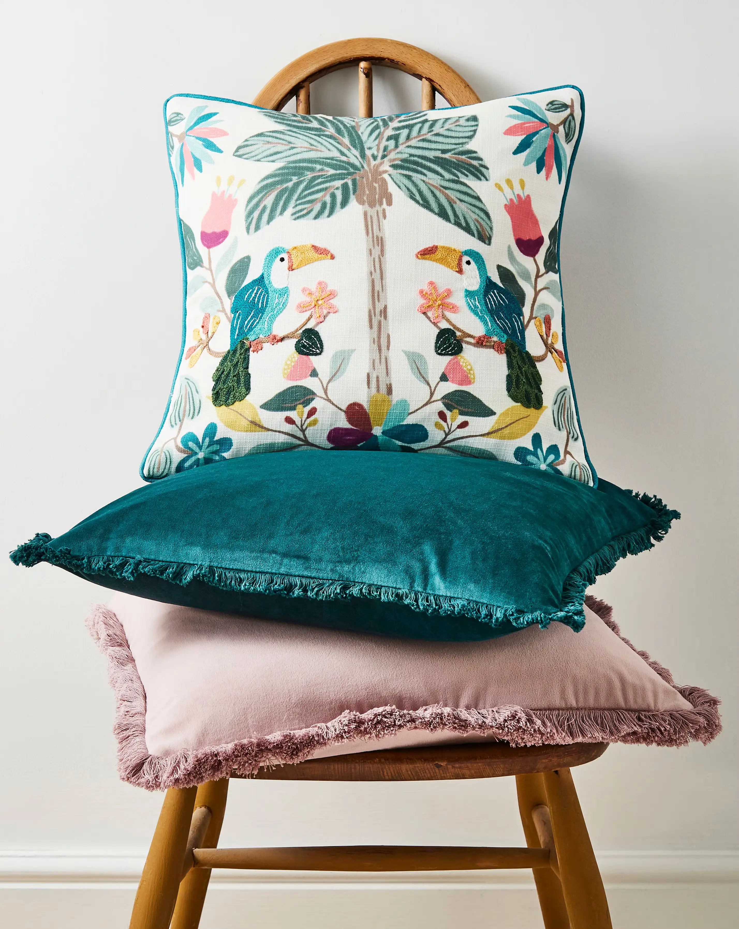 Paradise Tropical Birds Embroidered Cushion 6 Paradise Tropical Birds Embroidered Cushion