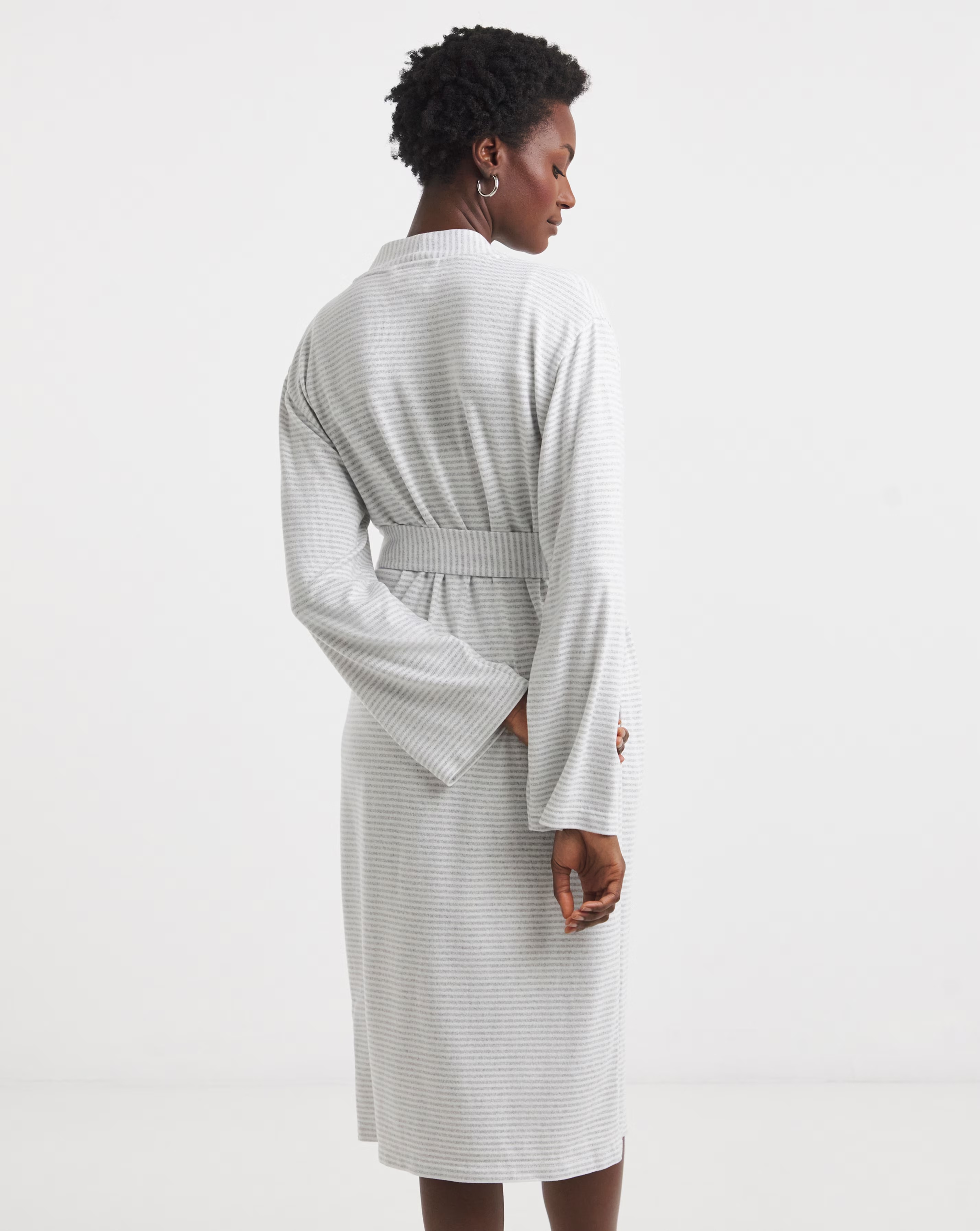 Lightweight Dressing Gown Grey Marl Stripe 4 Lightweight Dressing Gown Grey Marl Stripe