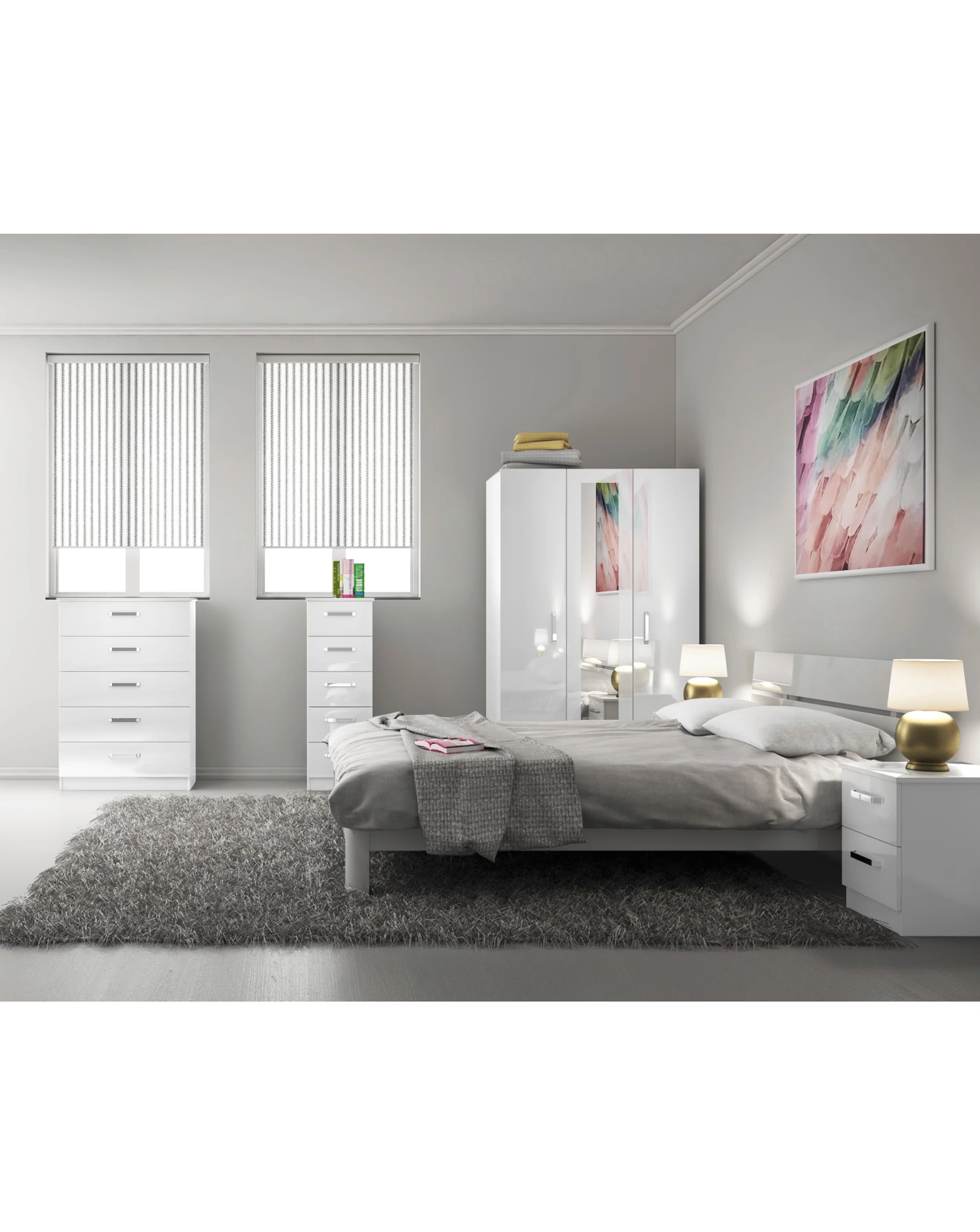 Kendal Ready Assembled High Gloss 2 Drawer Bedside Table 1 Kendal Ready Assembled High Gloss 2 Drawer Bedside Table