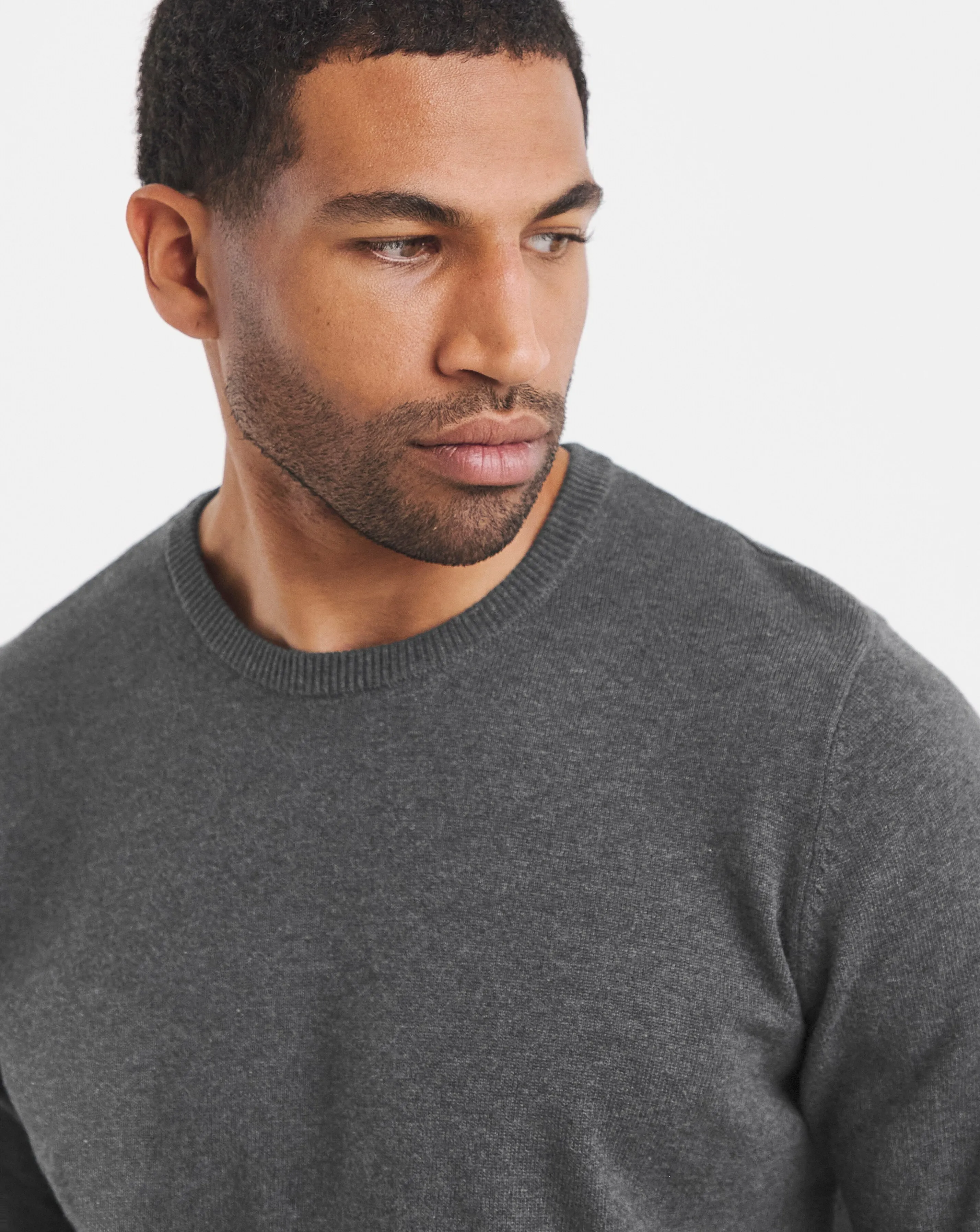 Dark Grey Marl Knitted Crew Neck Jumper 3 Dark Grey Marl Knitted Crew Neck Jumper
