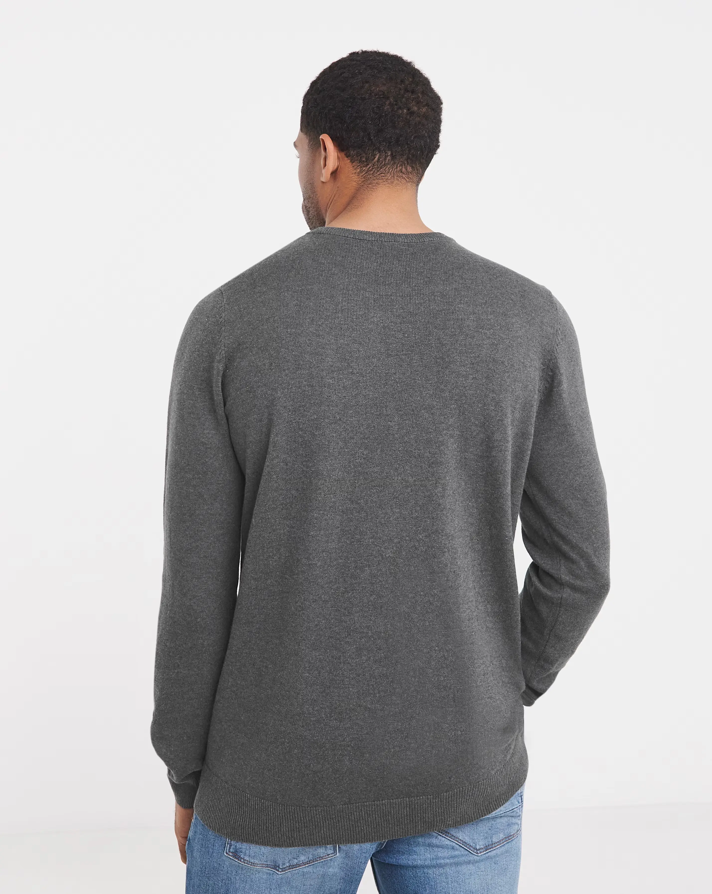 Dark Grey Marl Knitted Crew Neck Jumper 4 Dark Grey Marl Knitted Crew Neck Jumper