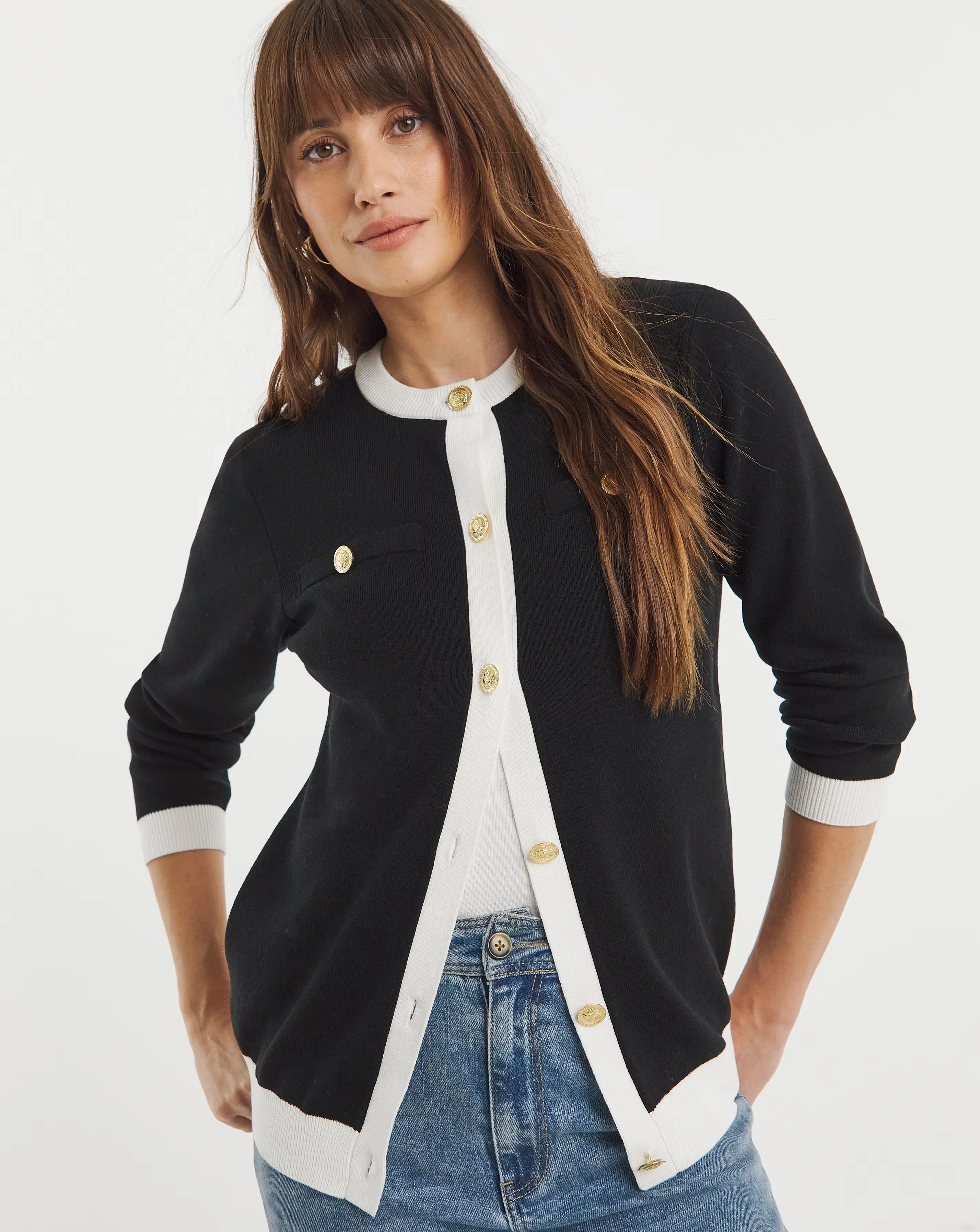 Boxy Contrast Trim Cardigan 1 Boxy Contrast Trim Cardigan
