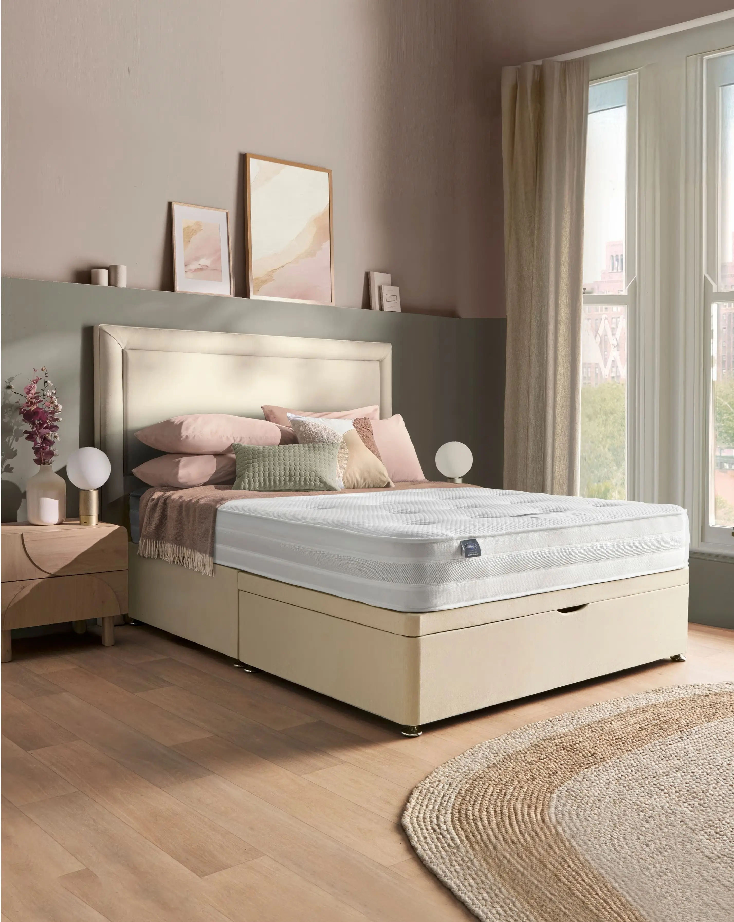 Silentnight Fabric Half Ottoman Divan Base Only 2 Silentnight Fabric Half Ottoman Divan Base Only