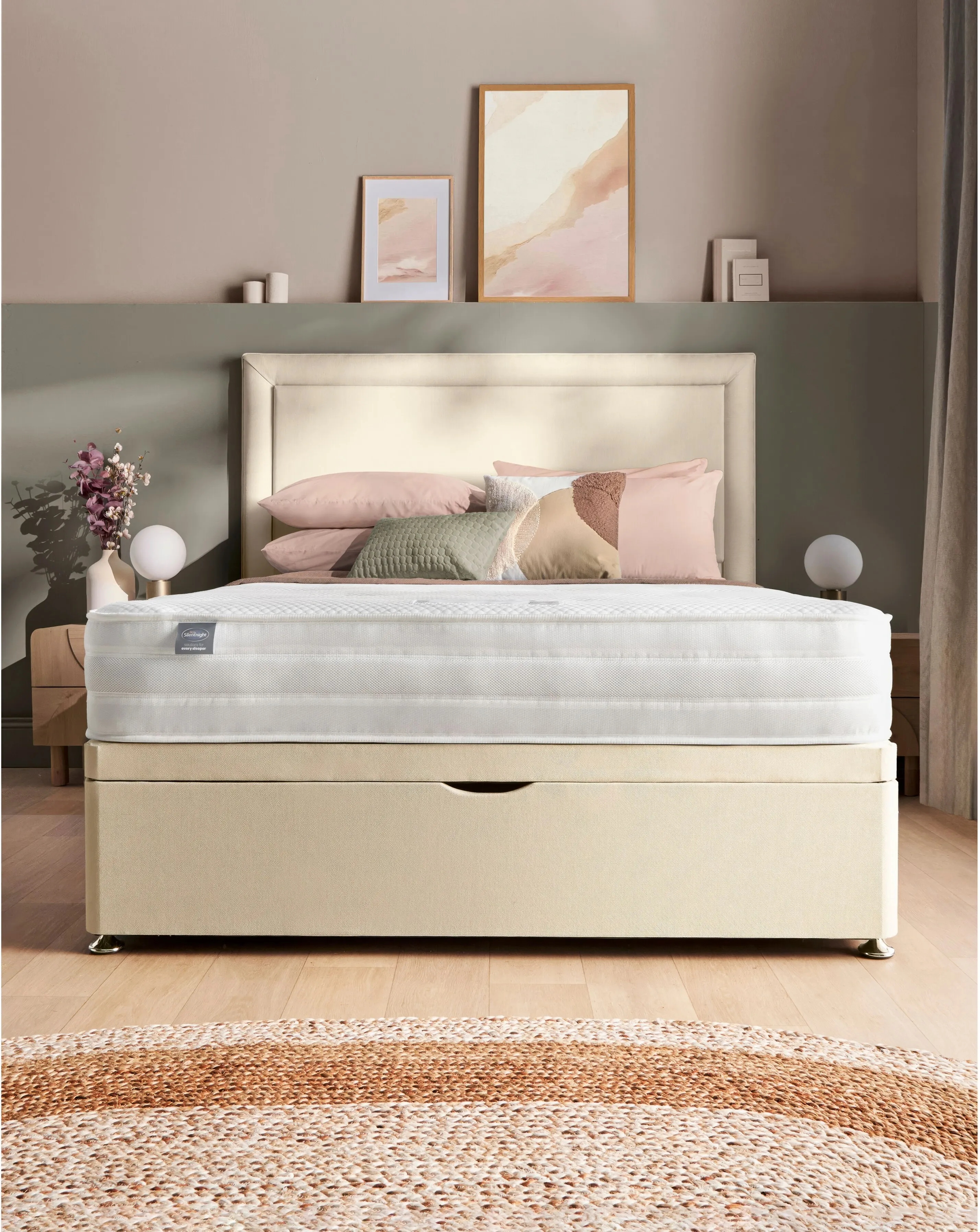 Silentnight Fabric Half Ottoman Divan Base Only 3 Silentnight Fabric Half Ottoman Divan Base Only