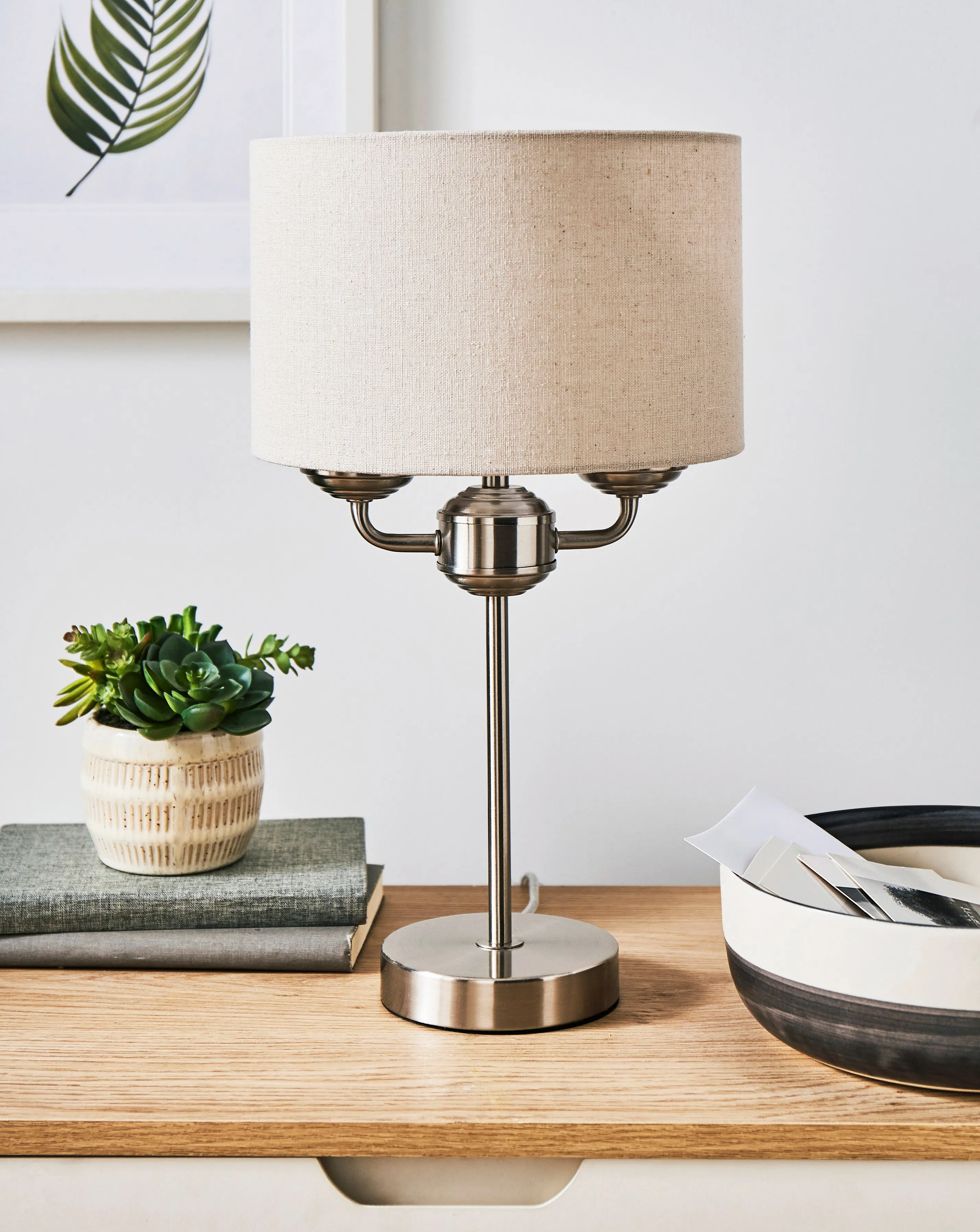 Fulford Brushed Silver & Linen Shade Table Lamp 2 Fulford Brushed Silver & Linen Shade Table Lamp