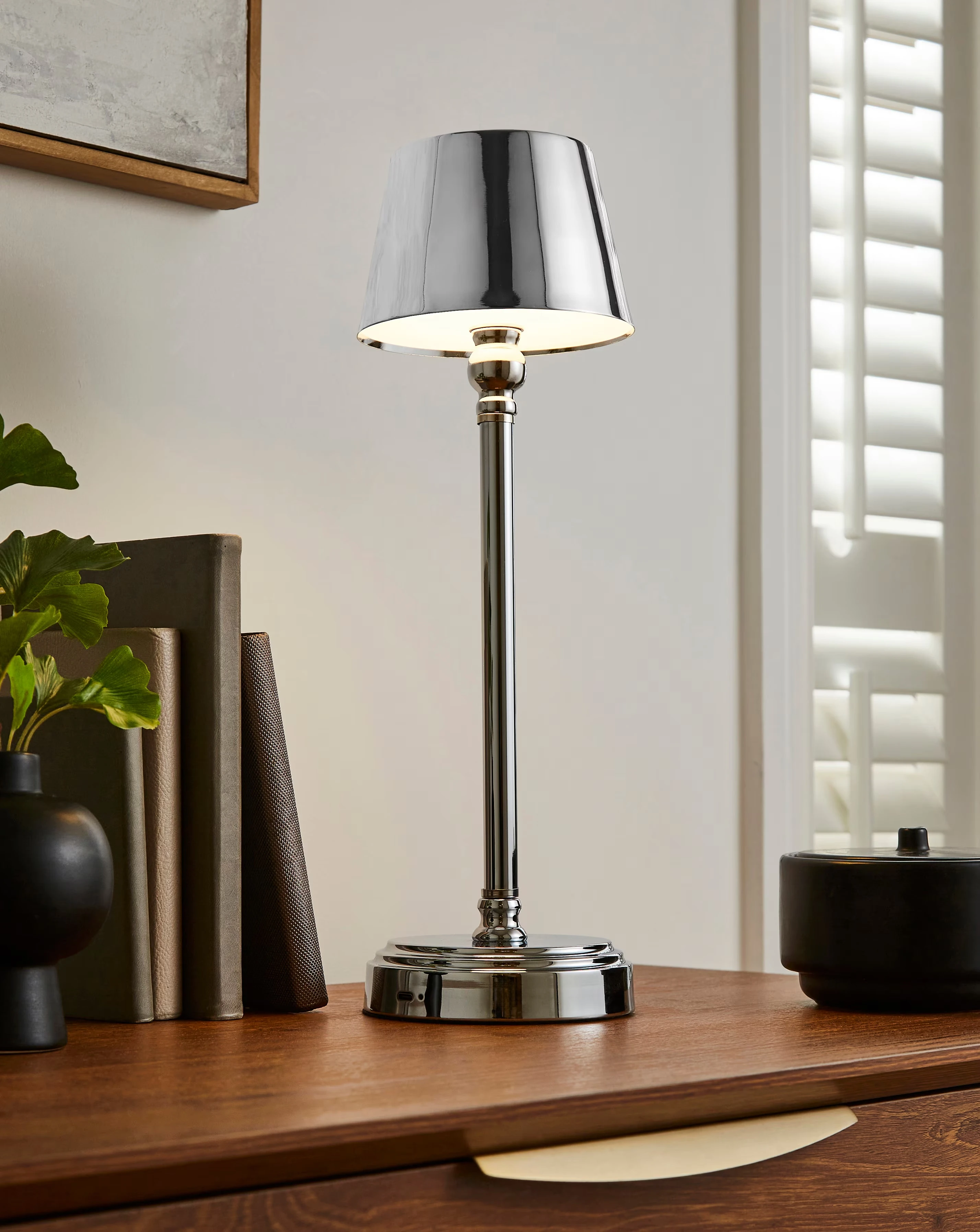 Isla Brushed Silver Wireless Rechargeable Table Lamp
