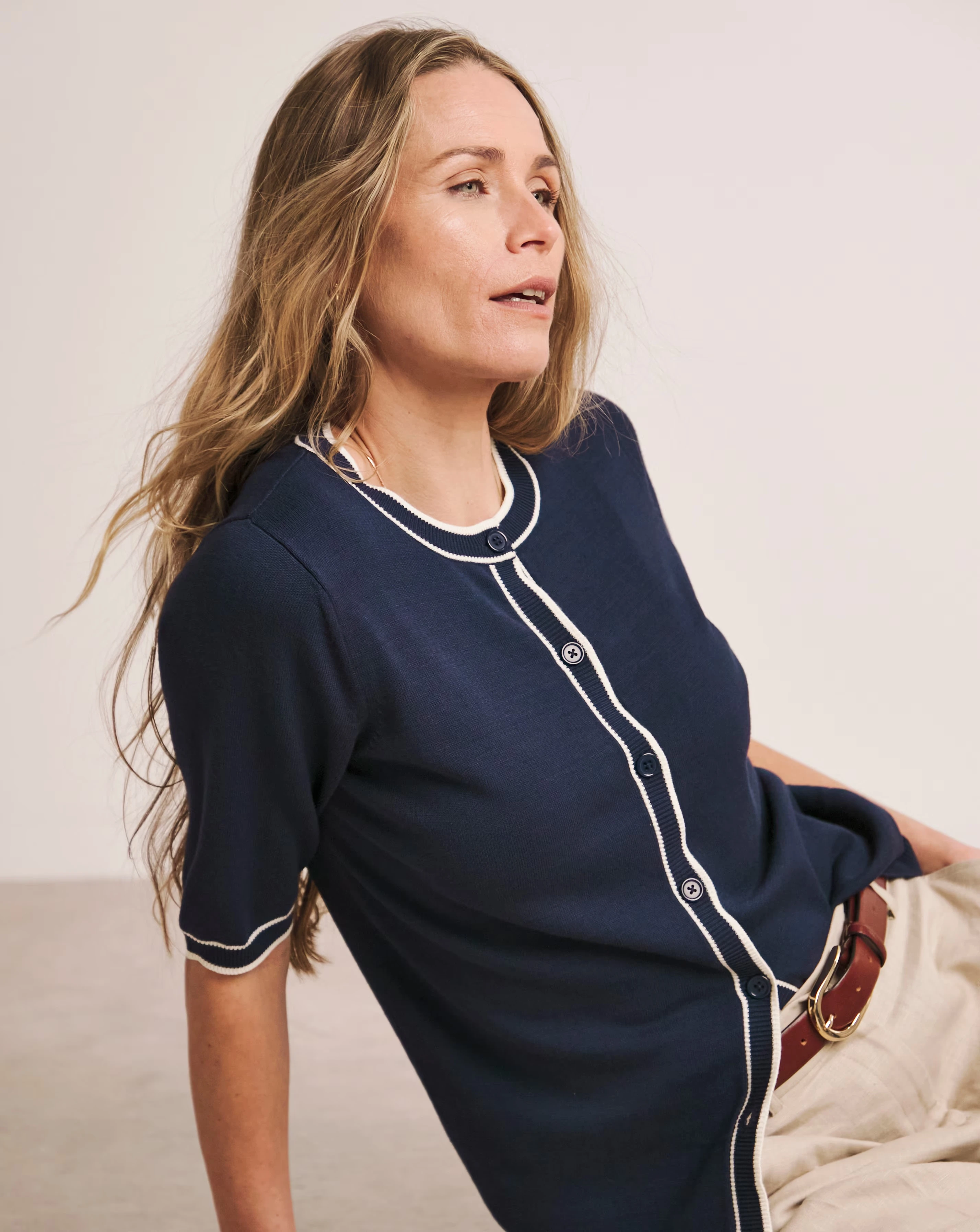 Anthology Navy Short Sleeve Cardigan 2 Anthology Navy Short Sleeve Cardigan