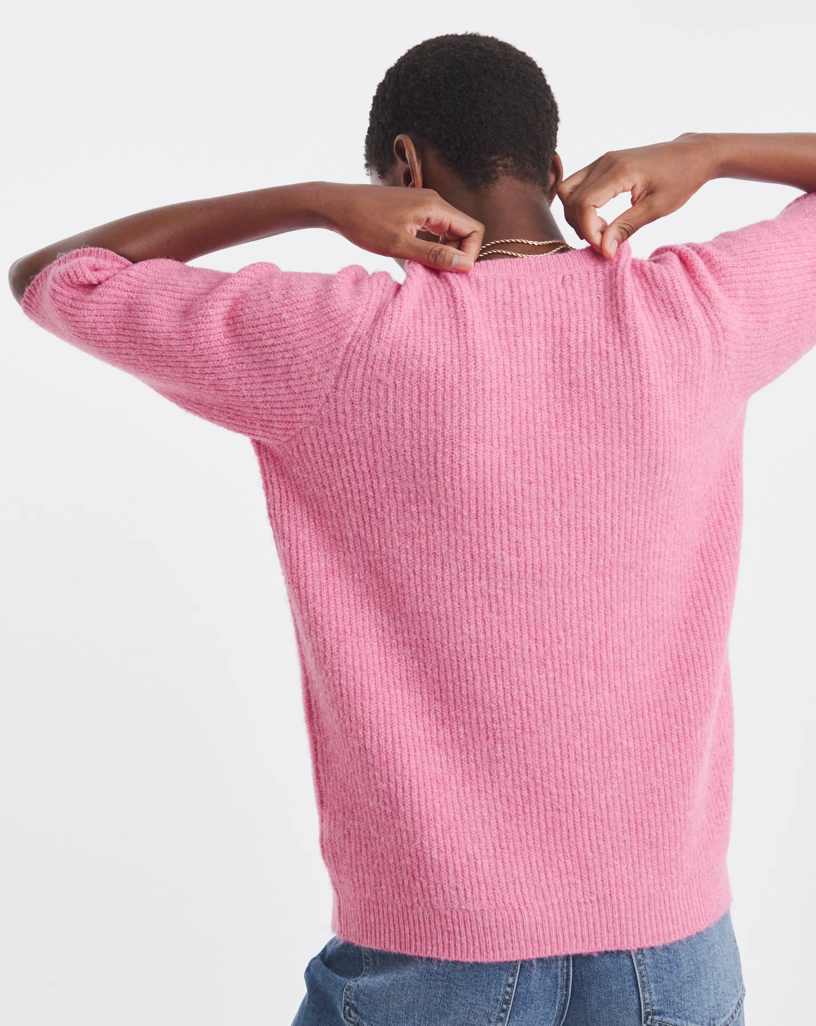 Pink Ribbed Short Sleeve Jumper 2 Pink Ribbed Short Sleeve Jumper