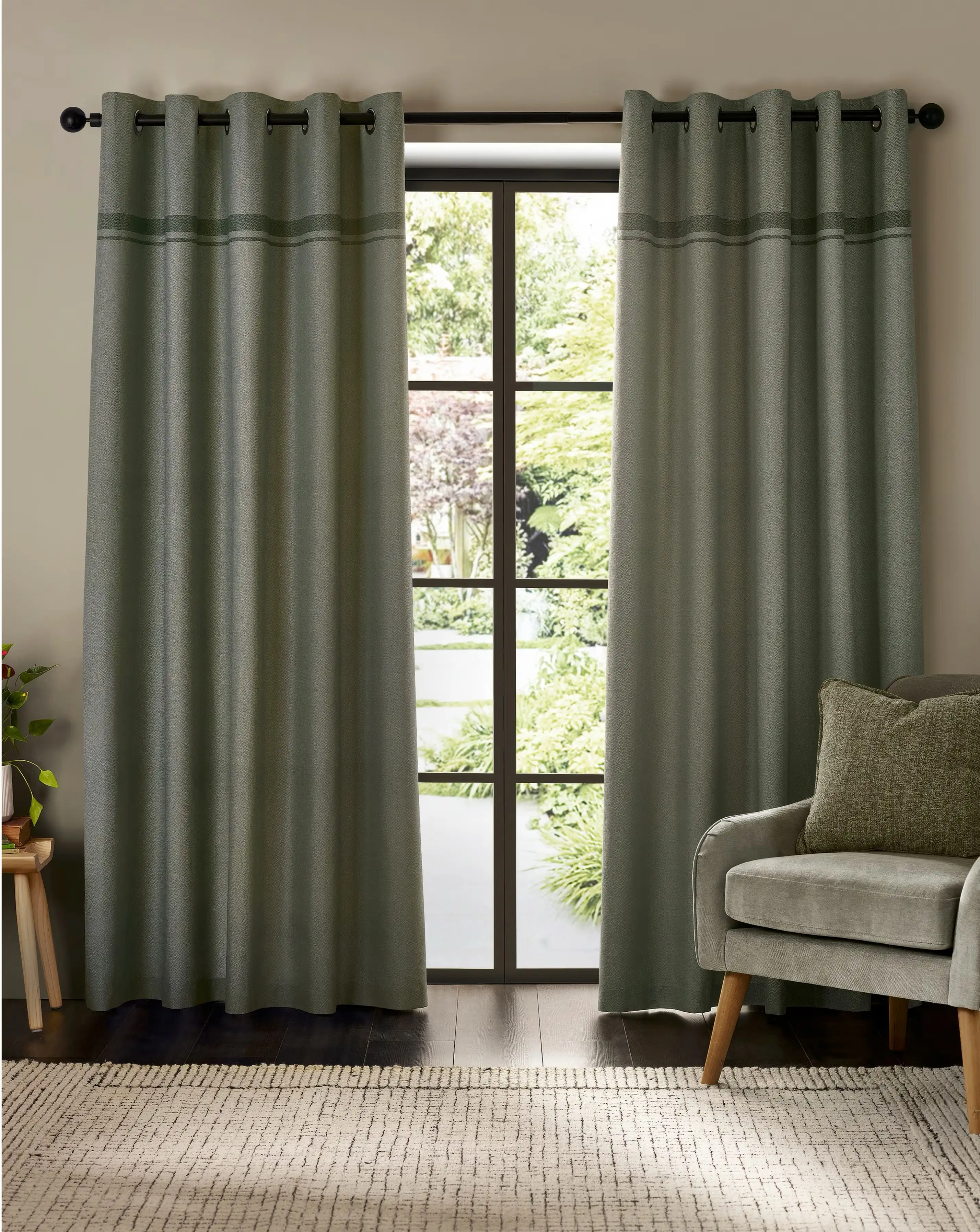 Catherine Lansfield Melville Eyelet Lined Curtains