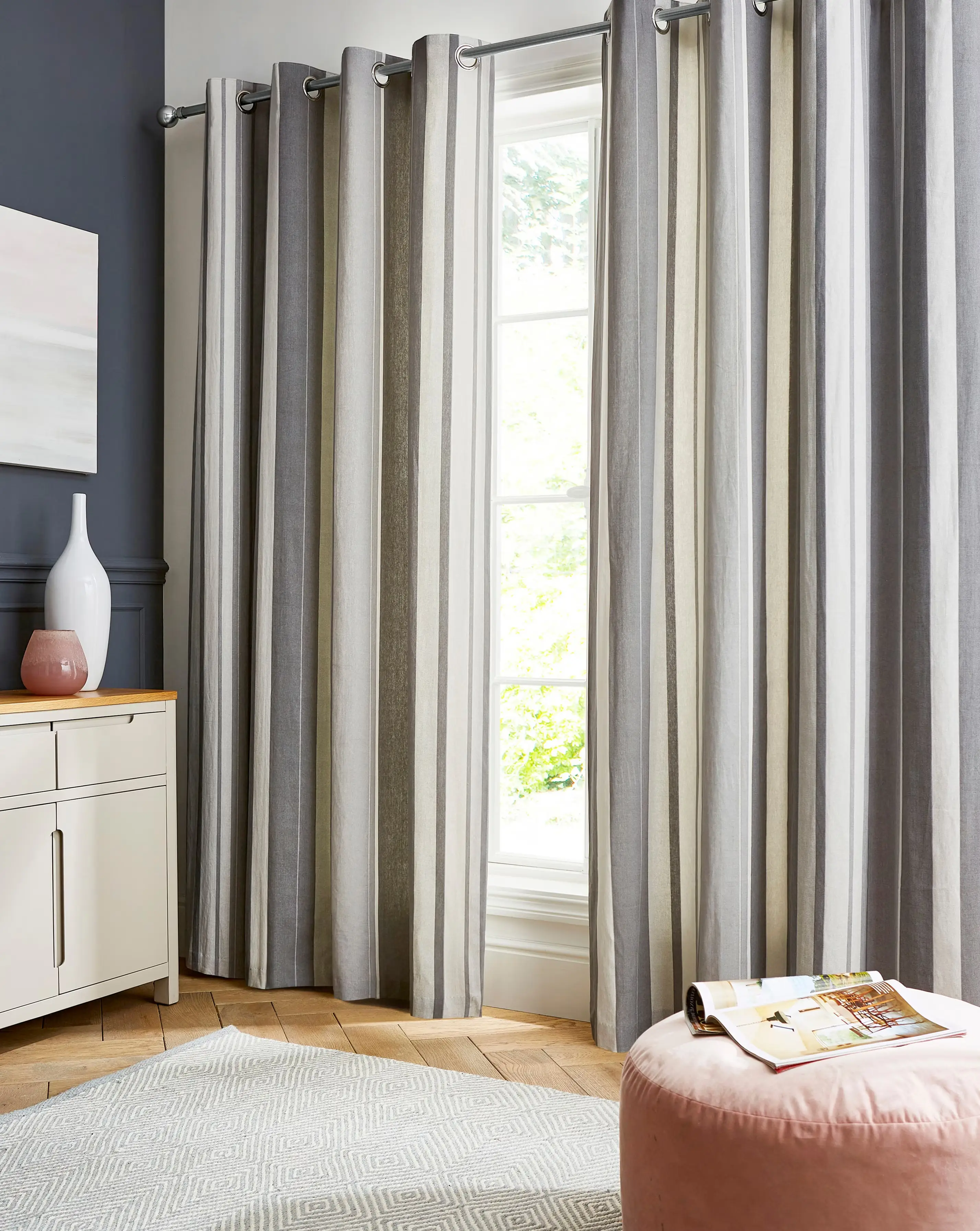 Fusion Whitworth Stripe Eyelet Curtains