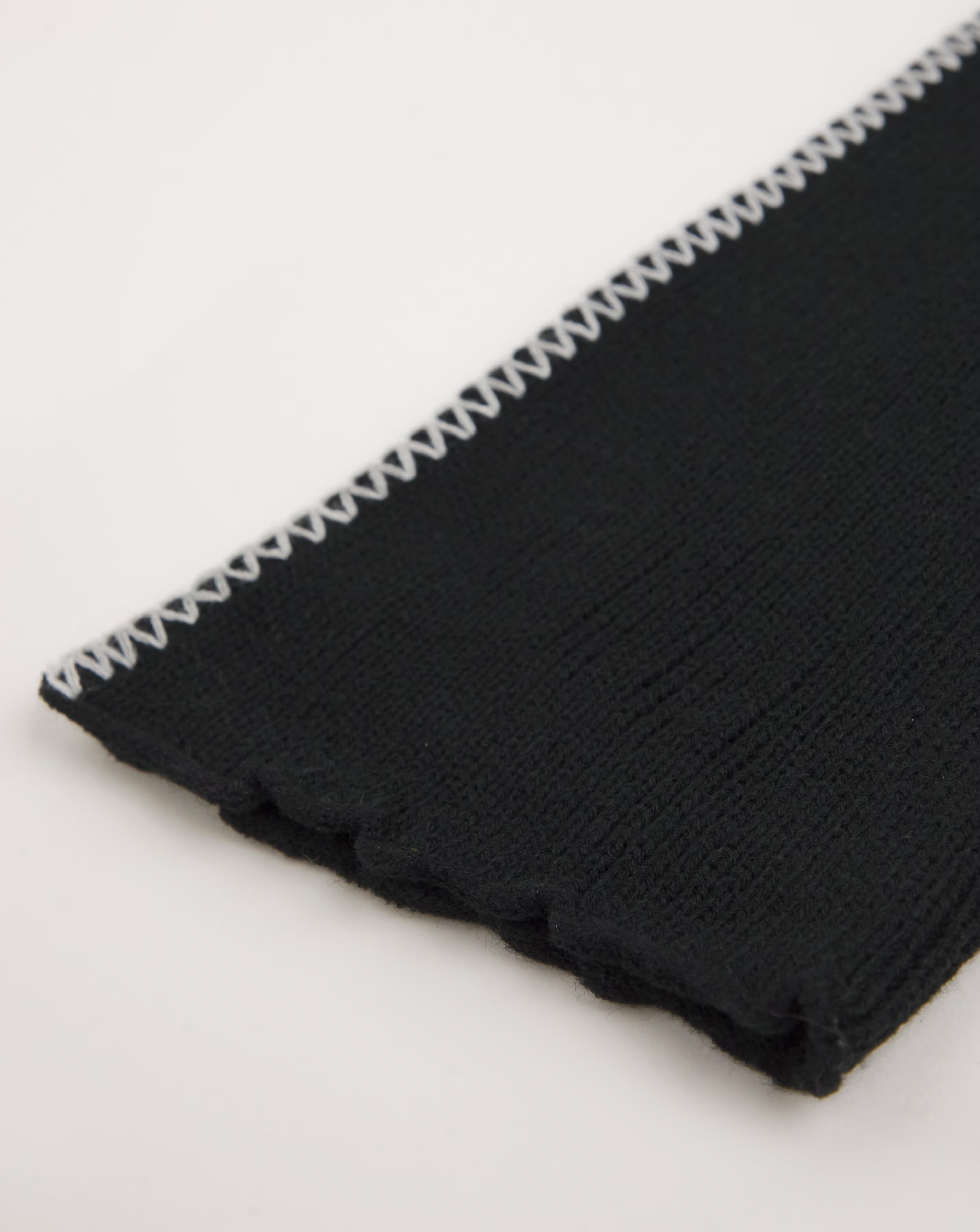 Black Hooded Contrast Stitch Scarf 2 Black Hooded Contrast Stitch Scarf