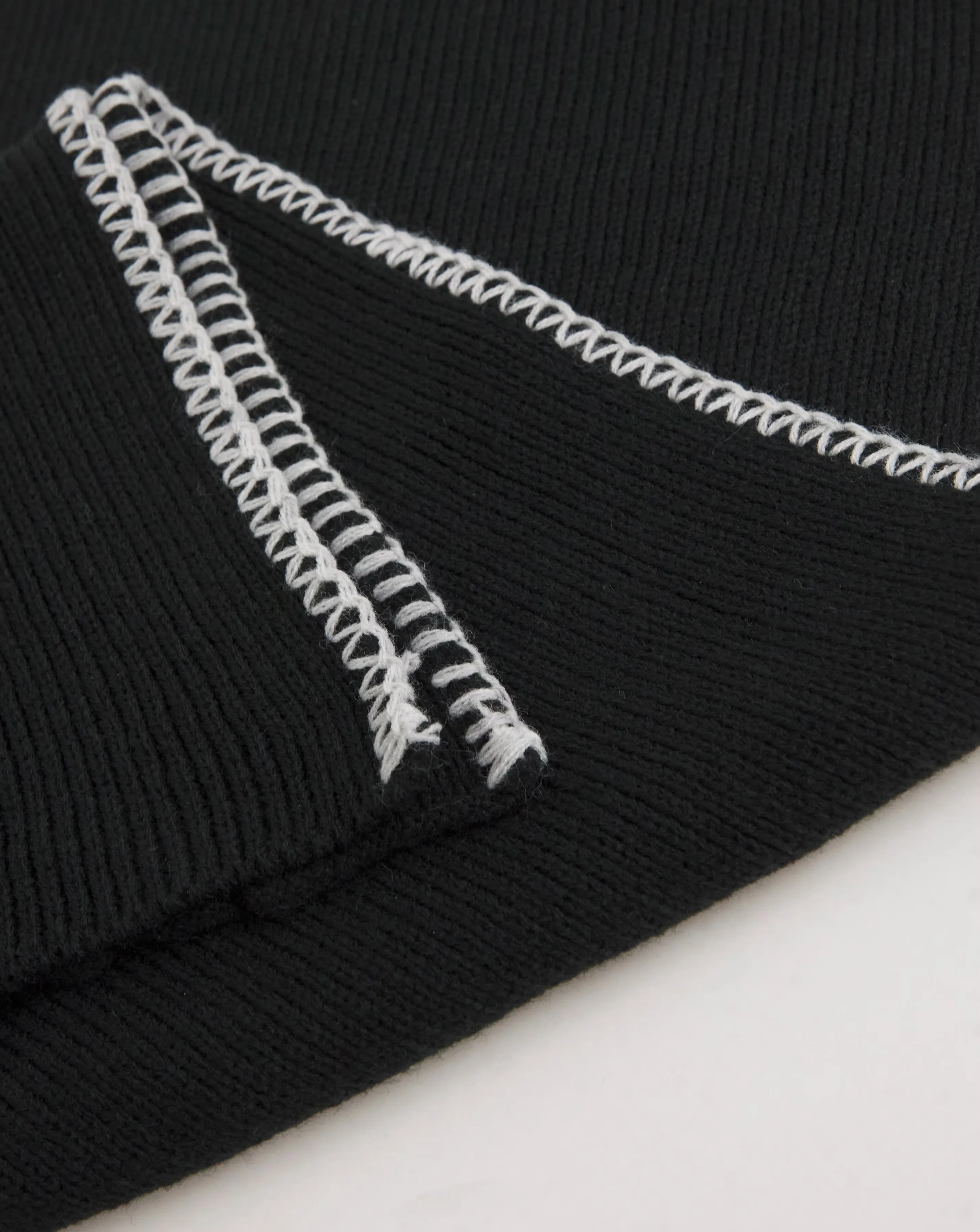 Black Hooded Contrast Stitch Scarf 4 Black Hooded Contrast Stitch Scarf