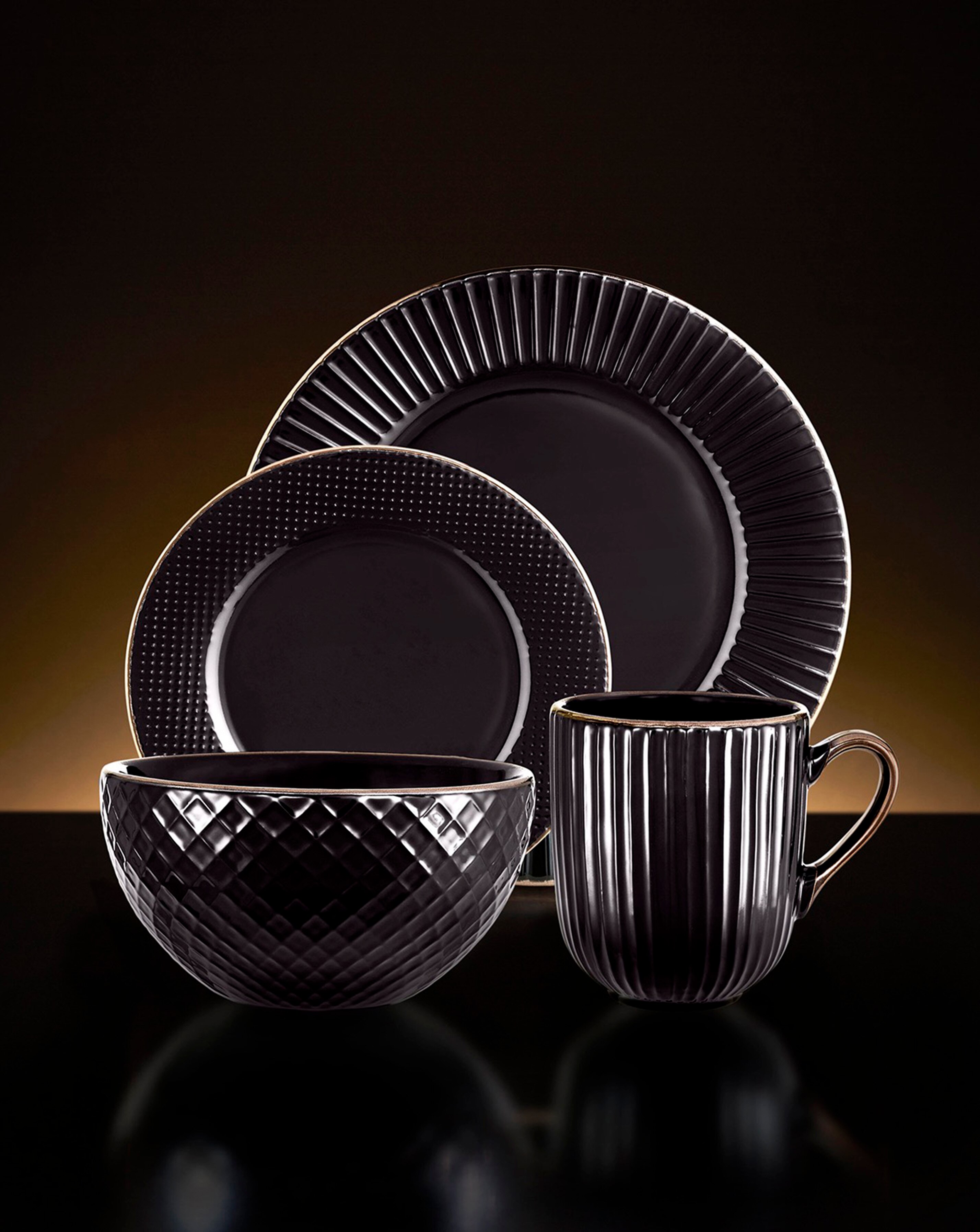 Tower Empire 16 Piece Dinner Set Black 3 Tower Empire 16 Piece Dinner Set Black