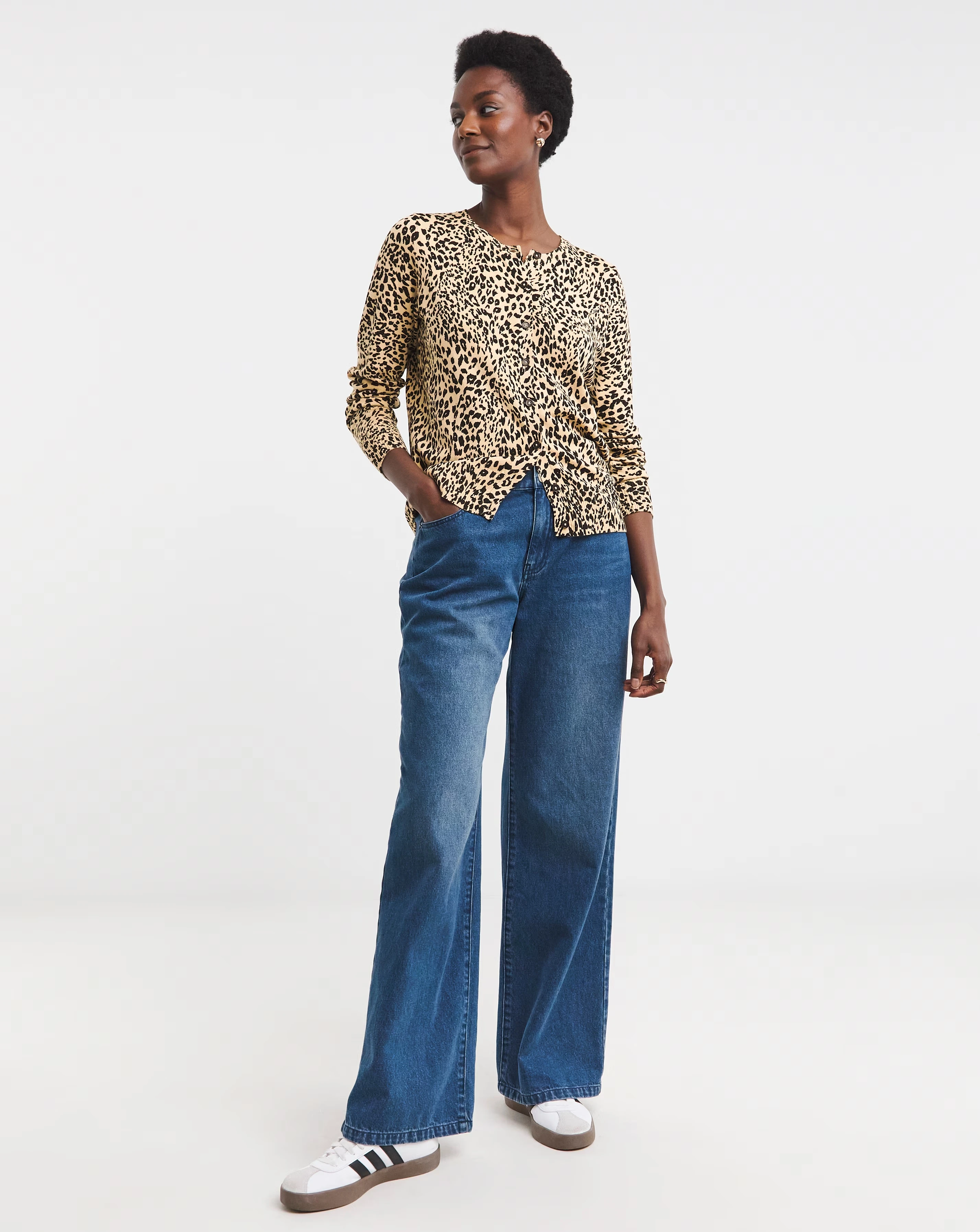 Animal Print Crew Neck Cardigan 2 Animal Print Crew Neck Cardigan