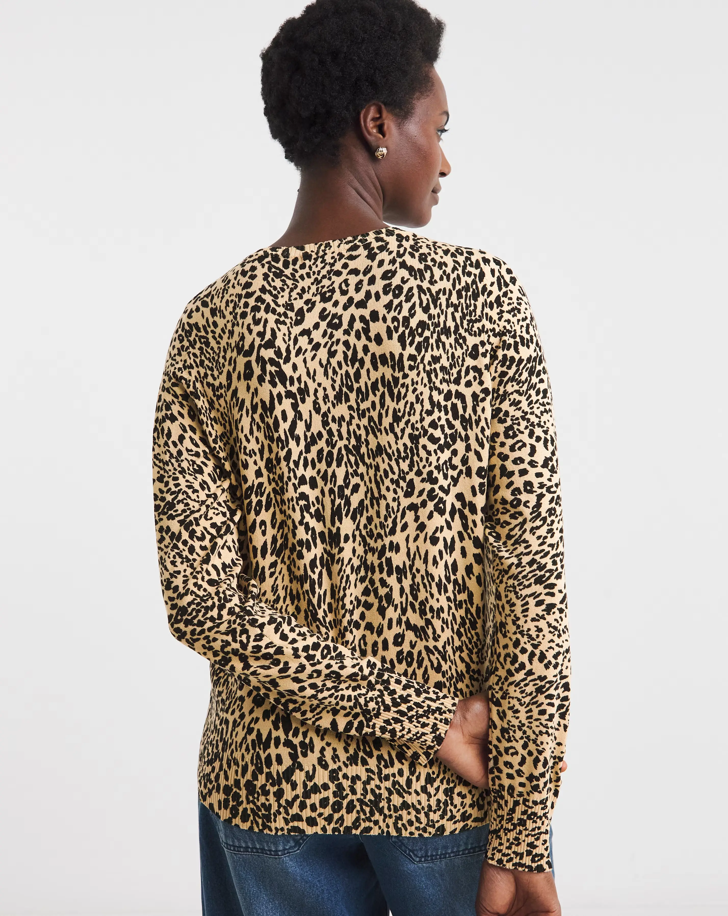 Animal Print Crew Neck Cardigan 4 Animal Print Crew Neck Cardigan