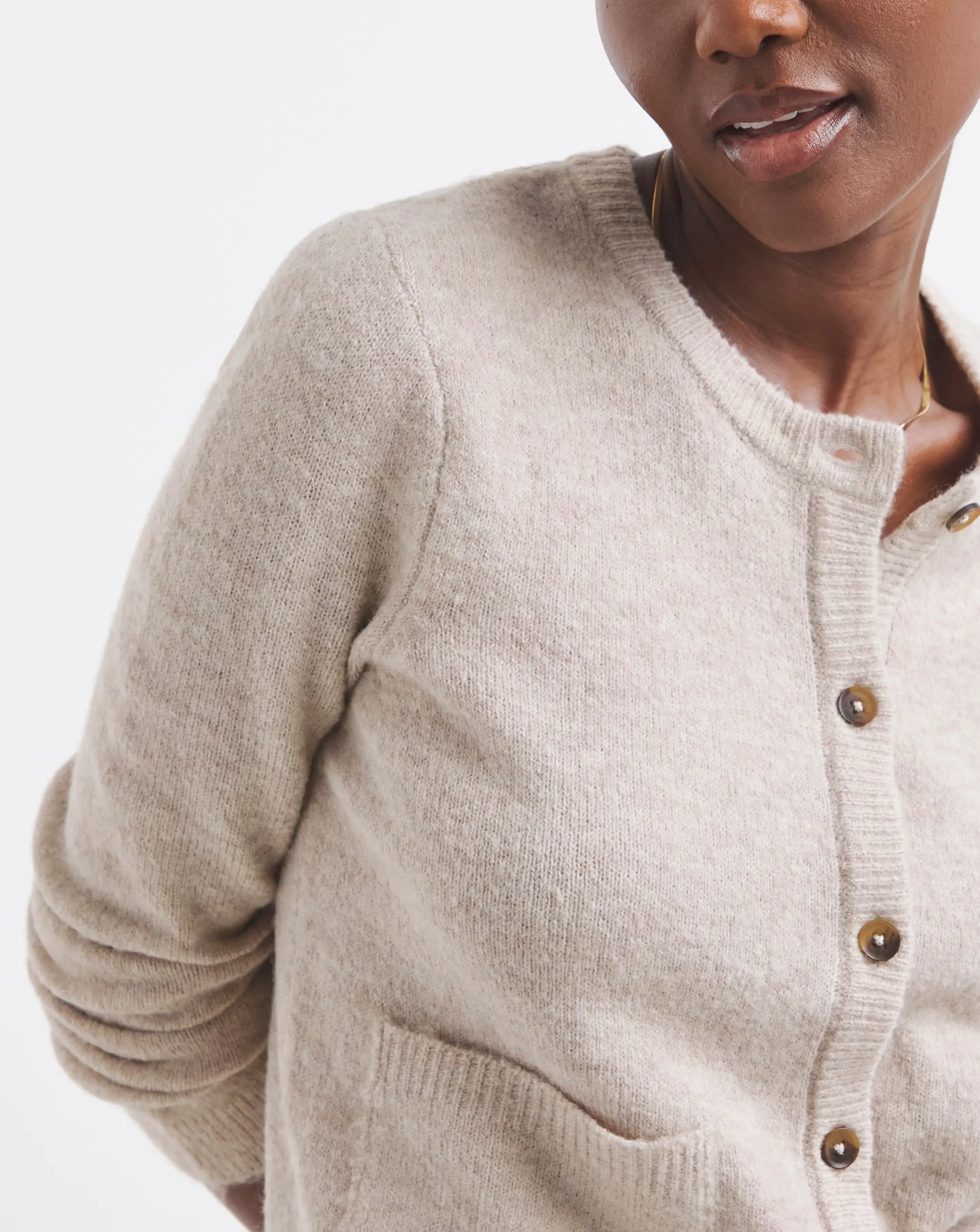 Oatmeal Crew Neck Cardigan 2 Oatmeal Crew Neck Cardigan