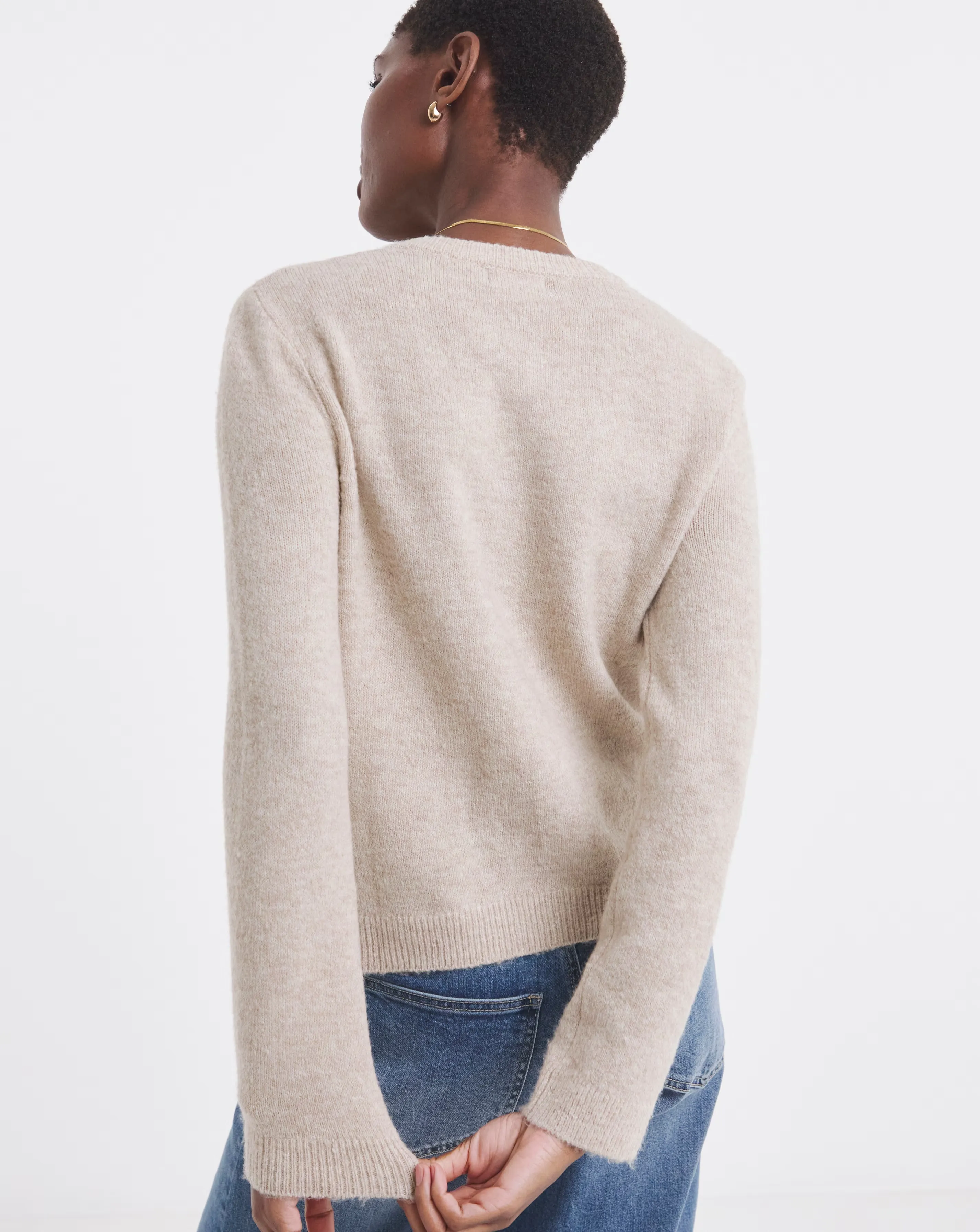 Oatmeal Crew Neck Cardigan 4 Oatmeal Crew Neck Cardigan