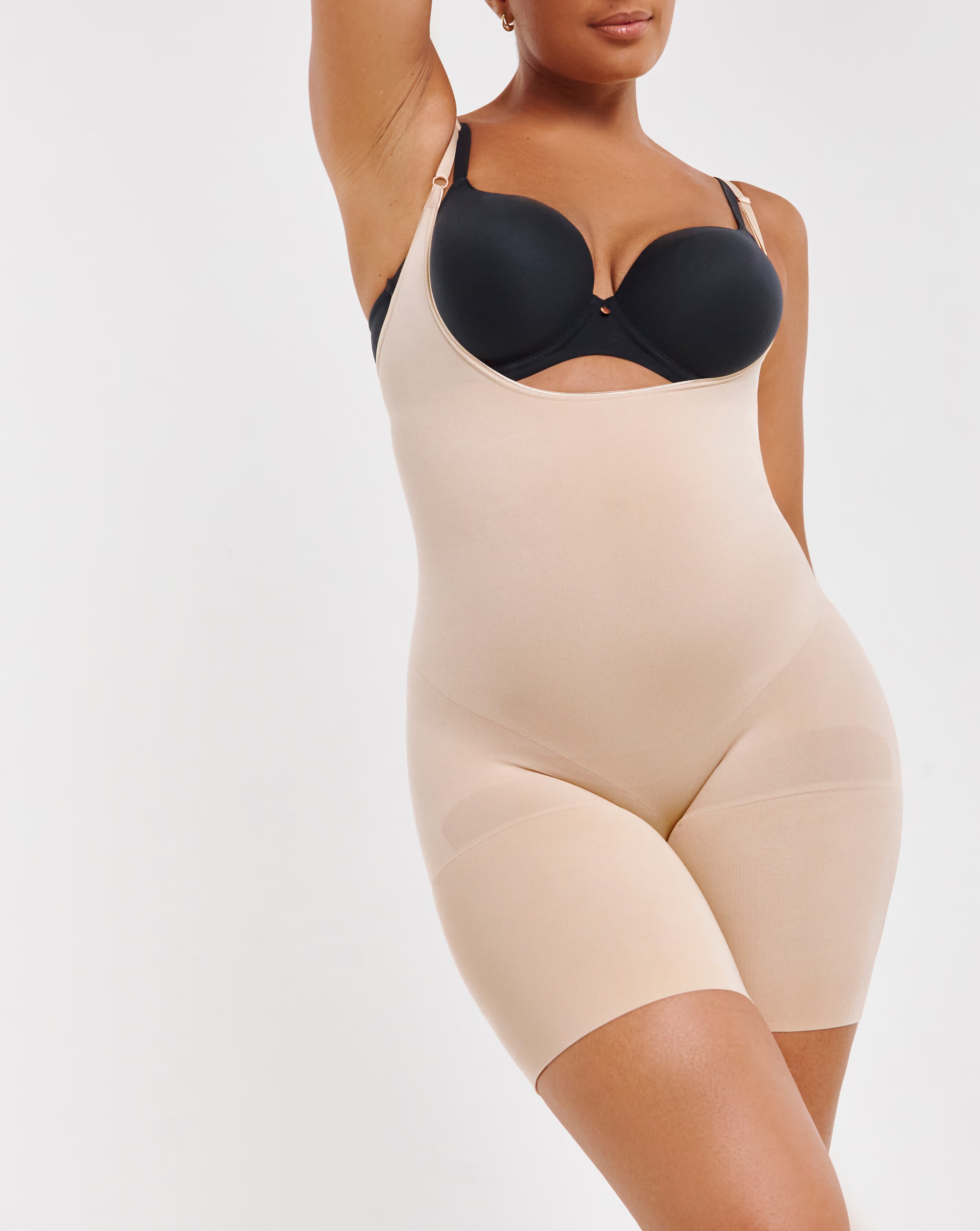 Spanx Everyday Seamless Medium Control Open Bust Bodysuit Soft Nude 1 Spanx Everyday Seamless Medium Control Open Bust Bodysuit Soft Nude